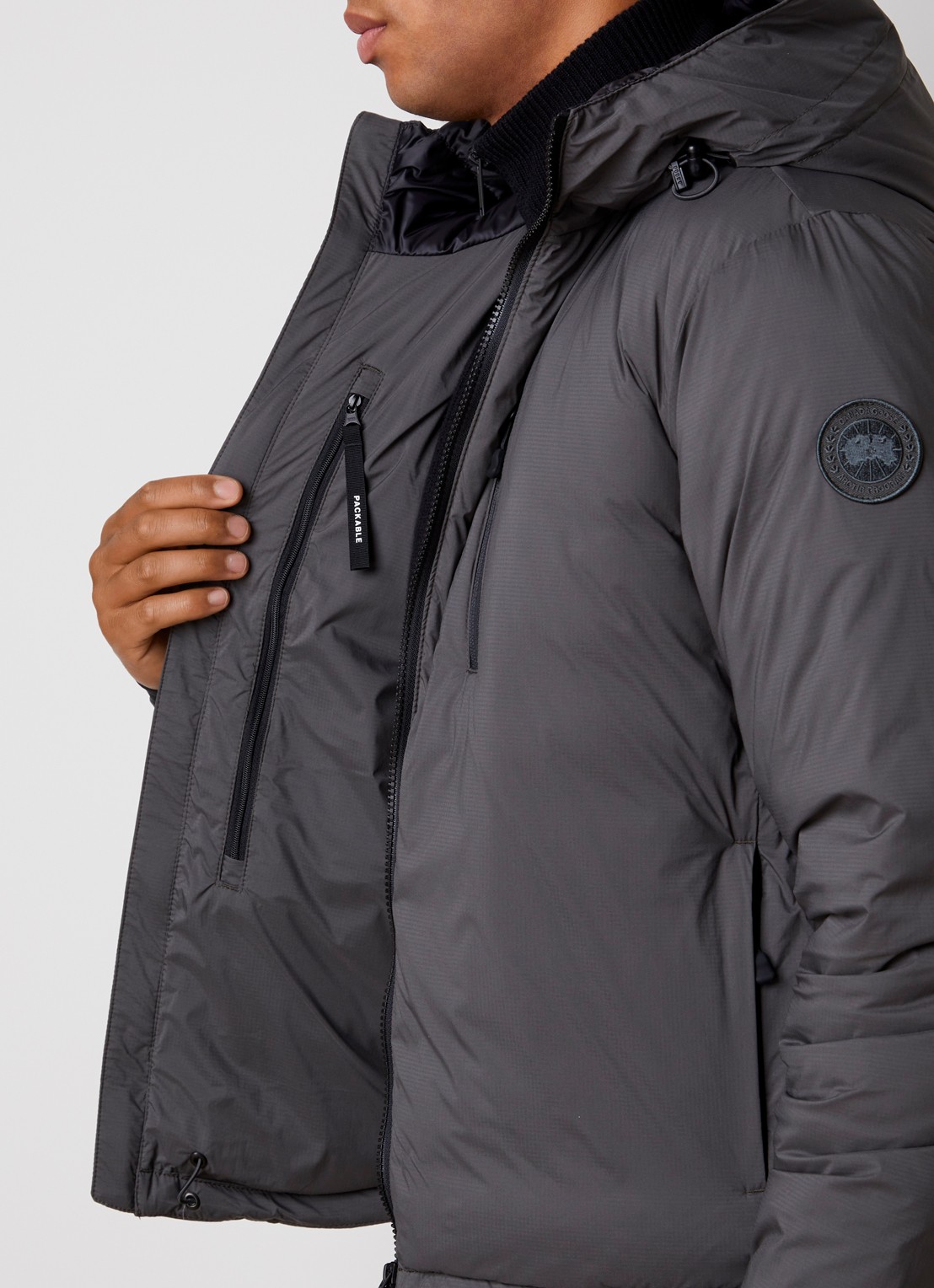 Canada Goose lodge gewatteerd jack met donsvulling - detail 2 grijs