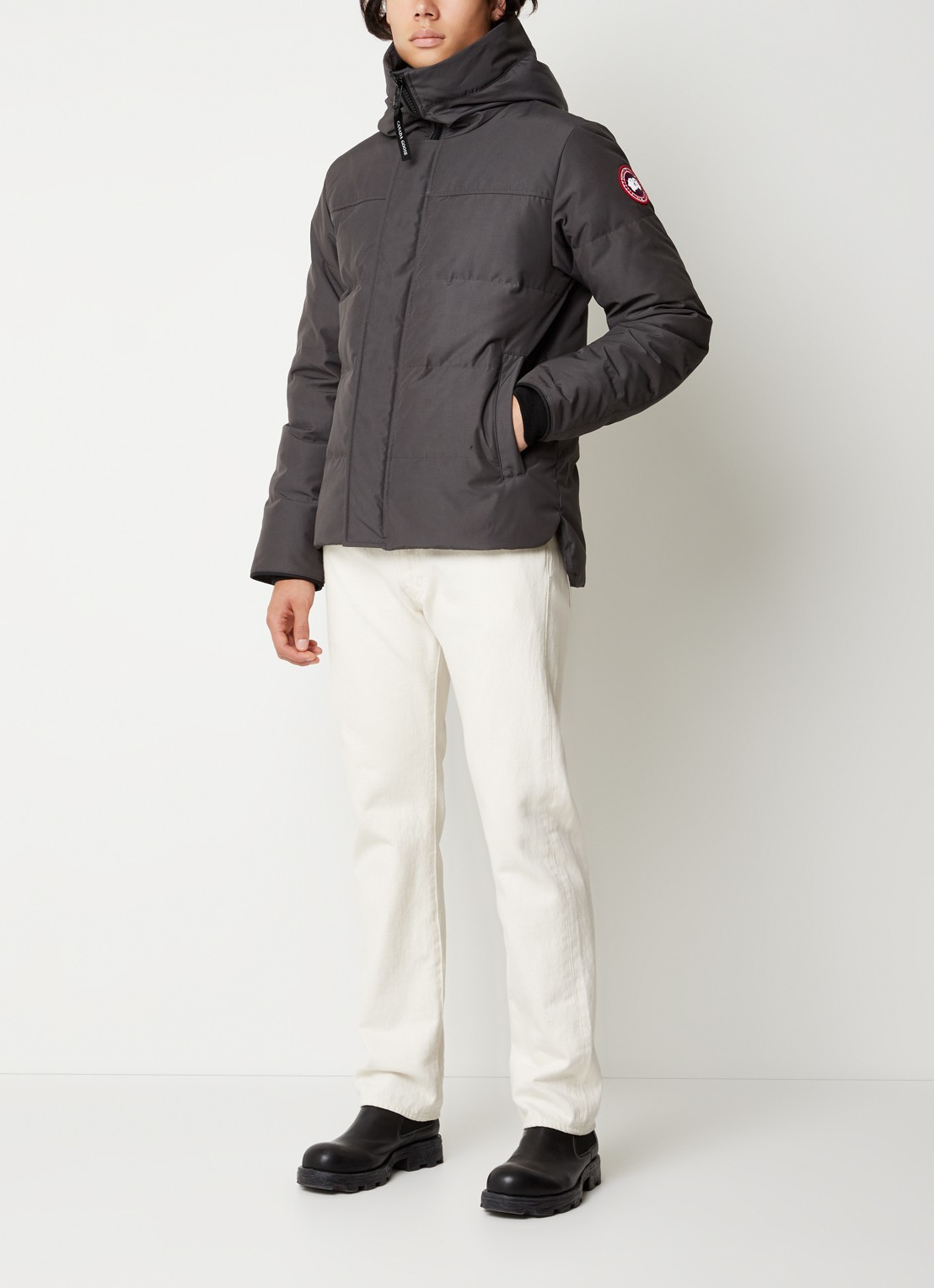 Canada Goose MacMillan gewatteerde parka met donsvulling en capuchon - voorkant 6 middengrijs