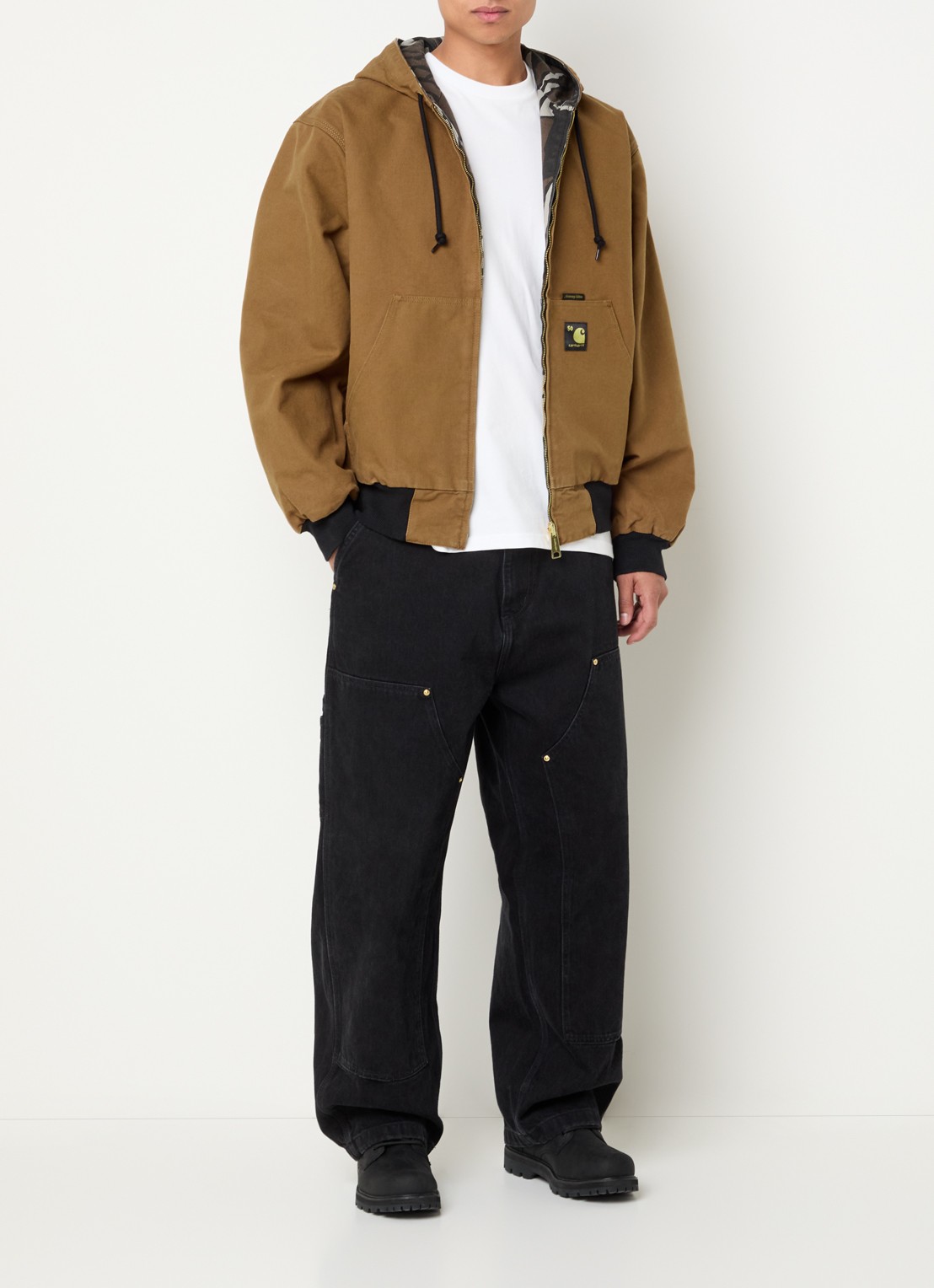 Carhartt WIP 50th Anniversary Edition Active reversible bomberjack met capuchon - voorkant 4 camel
