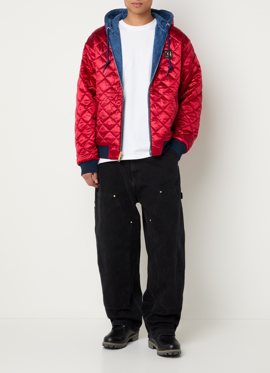 Carhartt WIP 50th Anniversary Edition Active reversible gewatteerd bomberjack met capuchon - voorkant 3 indigo