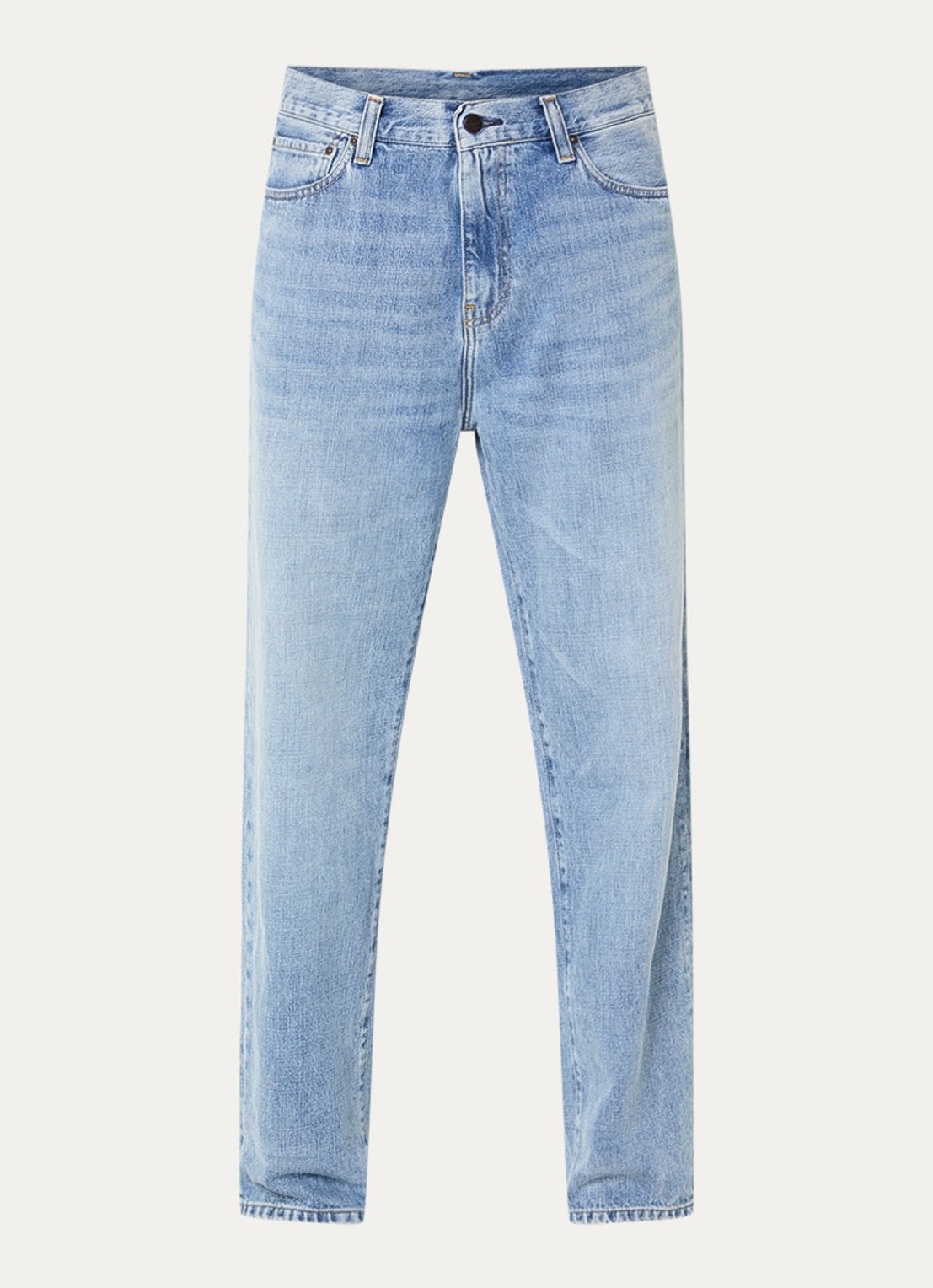 Carhartt WIP Aaron straight leg jeans met lichte wassing - voorkant lichtblauw