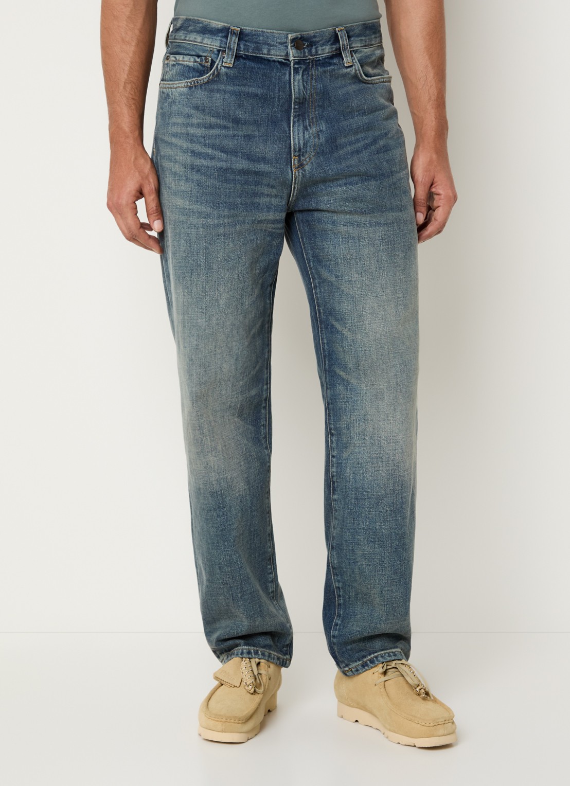 Carhartt WIP Aaron straight leg jeans met medium wassing - detail 4 indigo