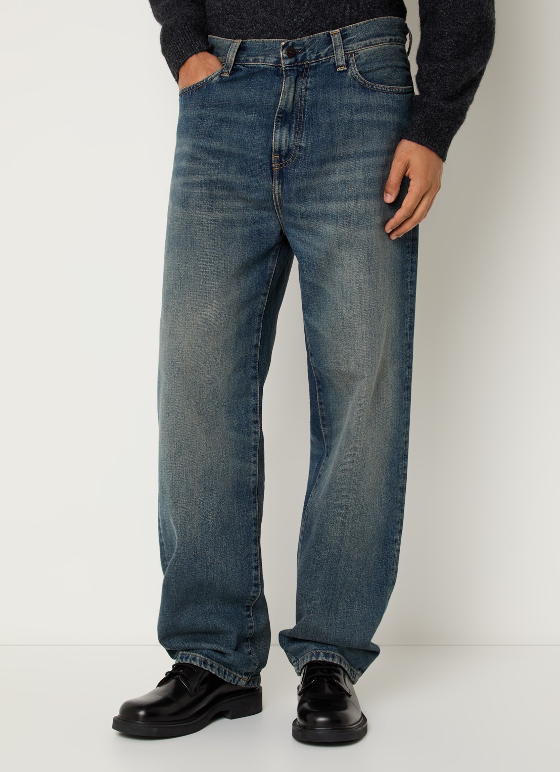 Carhartt WIP Aaron wide leg jeans met donkere wassing - detail 4 indigo