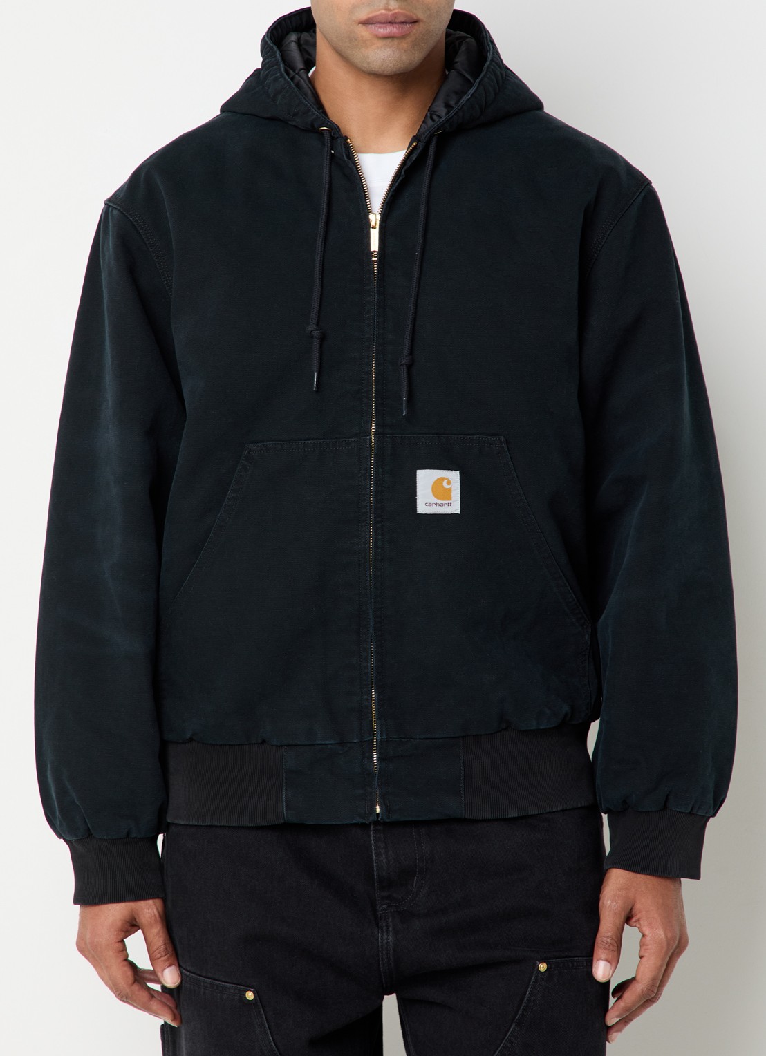Carhartt WIP Active gewatteerd bomberjack van denim met capuchon - detail zwart