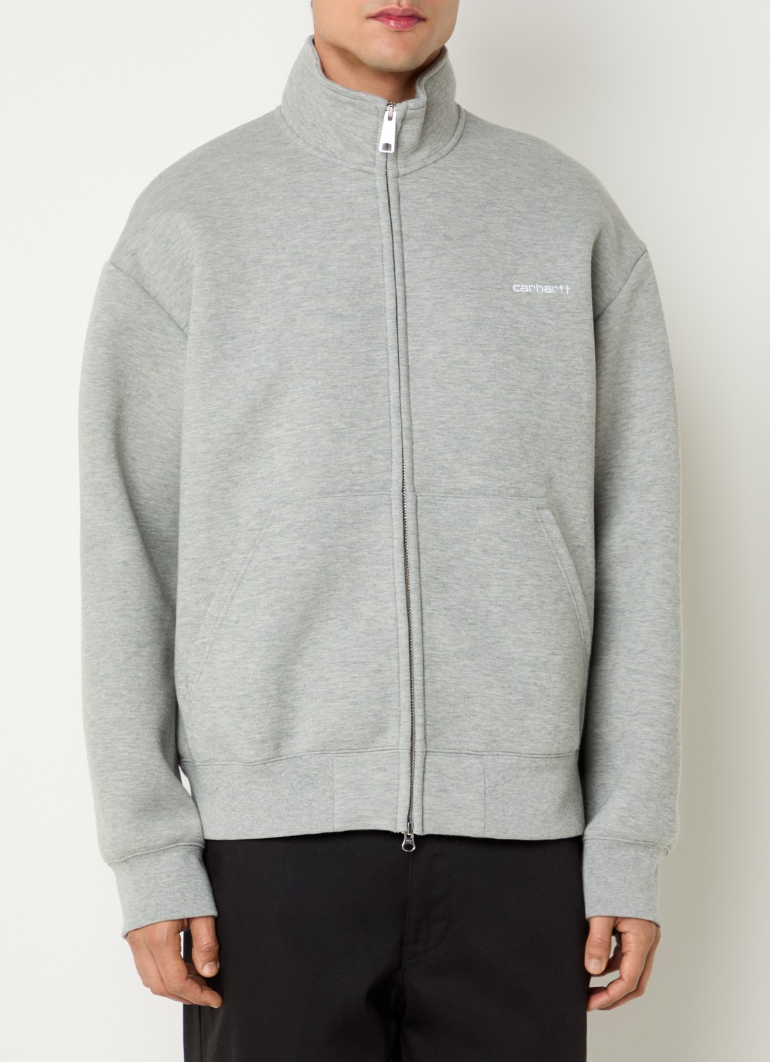 Carhartt WIP Alda sweatvest met logo - detail 4 grijsmele
