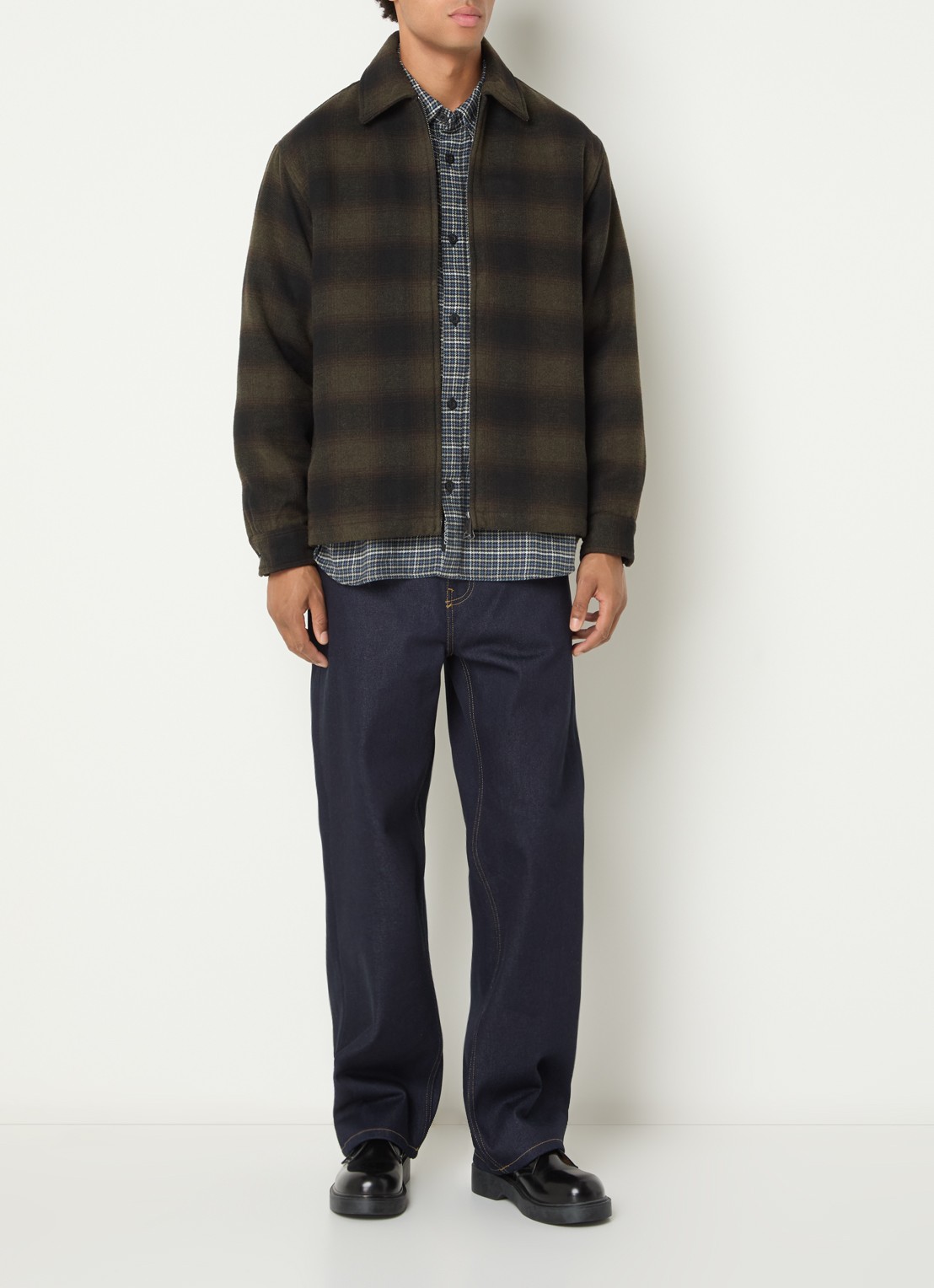 Carhartt WIP Alton jack met ruitdessin - voorkant 3 bronsgroen