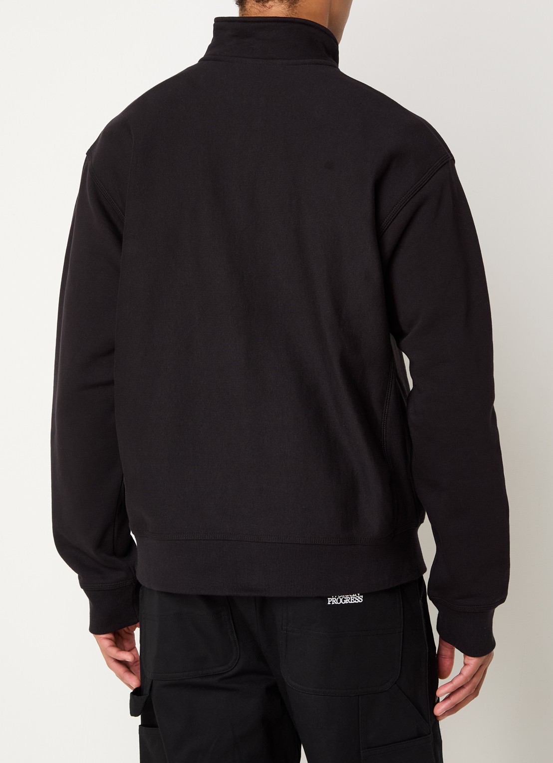 Carhartt WIP American Script sweater met halve rits en logo - achterkant zwart