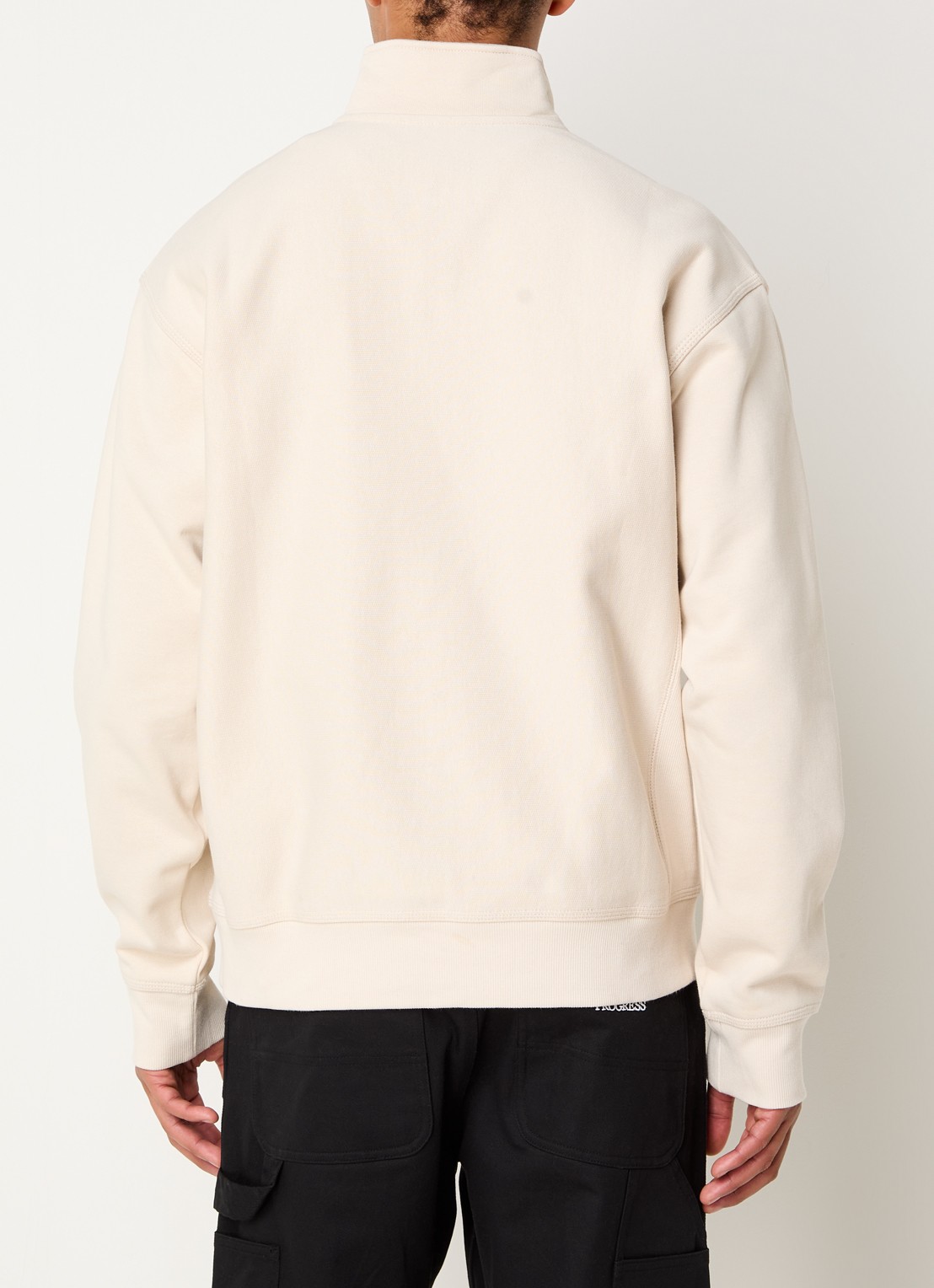 Carhartt WIP American Script sweater met halve rits en logo - achterkant creme