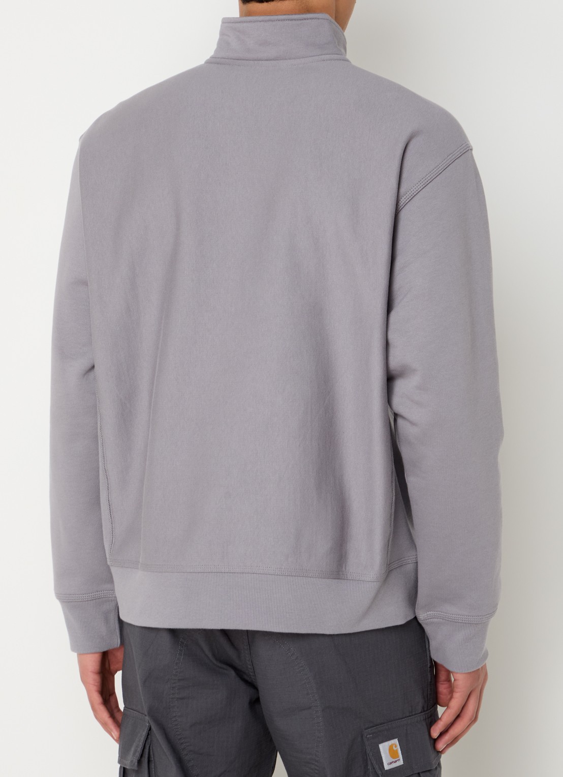 Carhartt WIP American Script sweater met halve rits en logo - achterkant 4 grijs