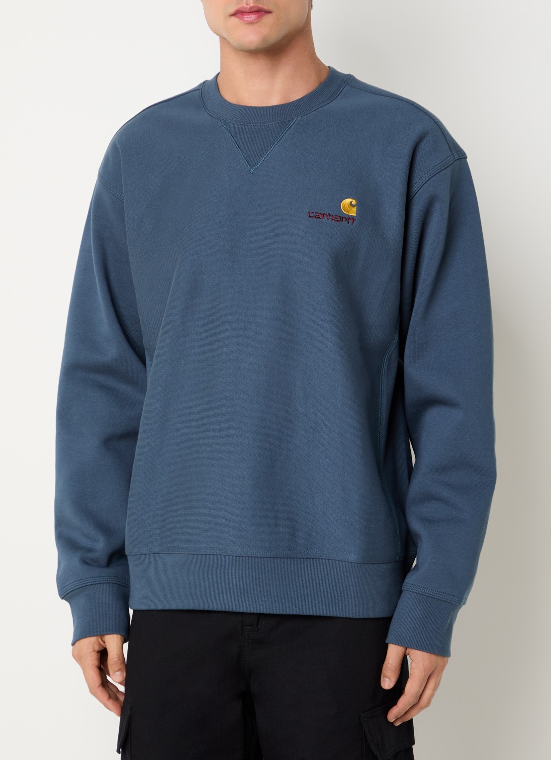 Carhartt WIP American Script sweater met logoborduring - detail 3 petrol