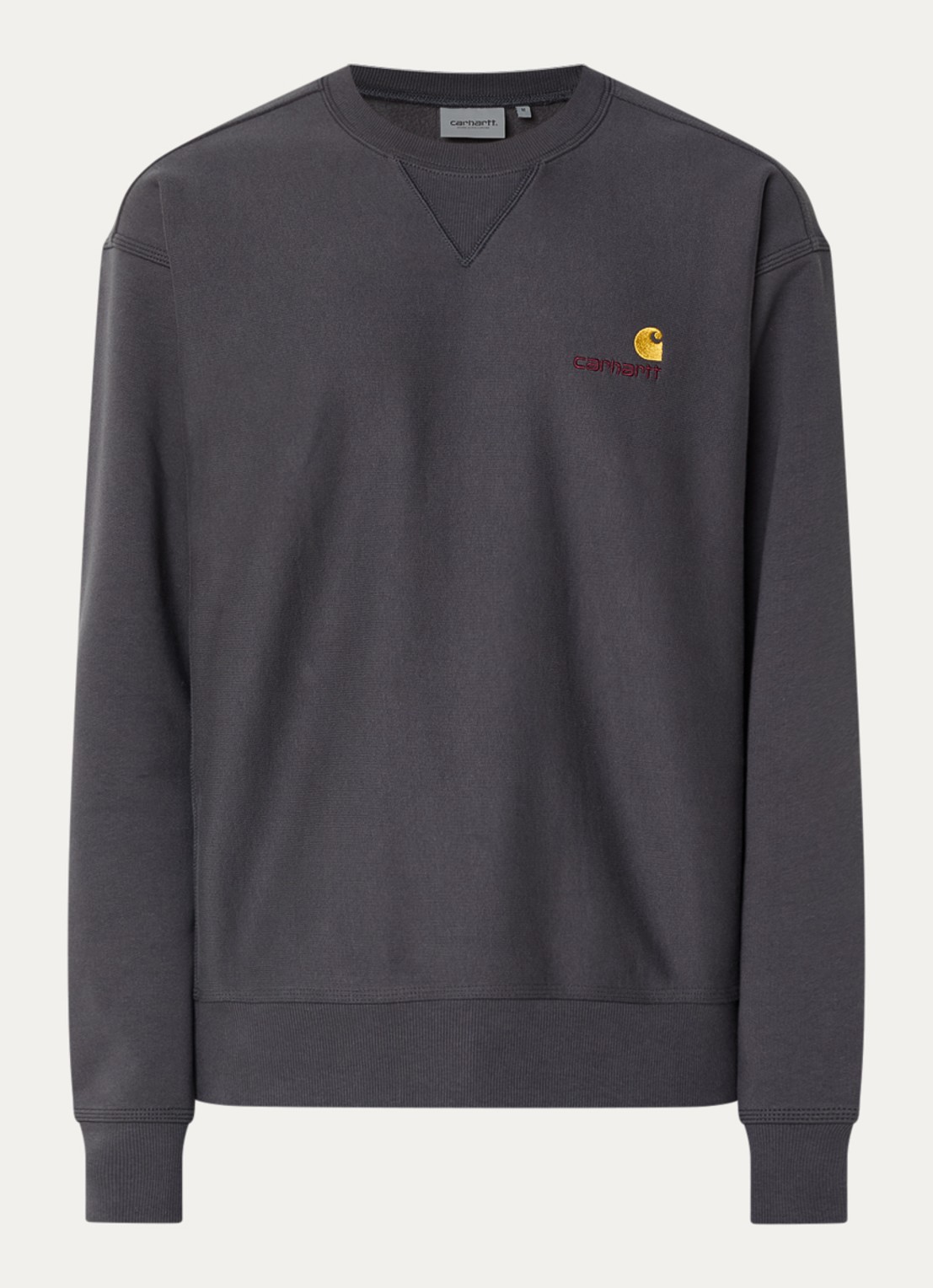 Carhartt WIP American Script sweater met logoborduring - voorkant antraciet