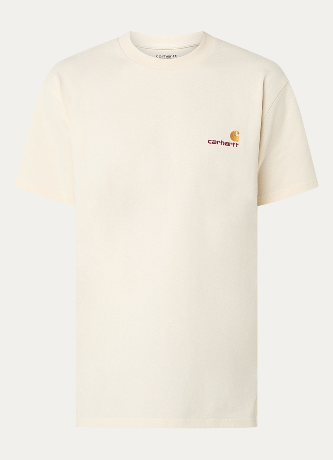Carhartt WIP American Script T-shirt van  katoen met logoborduring - voorkant 2 creme