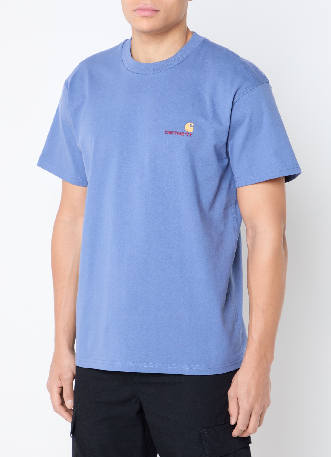 Carhartt WIP American Script T-shirt van  katoen met logoborduring - detail blauw