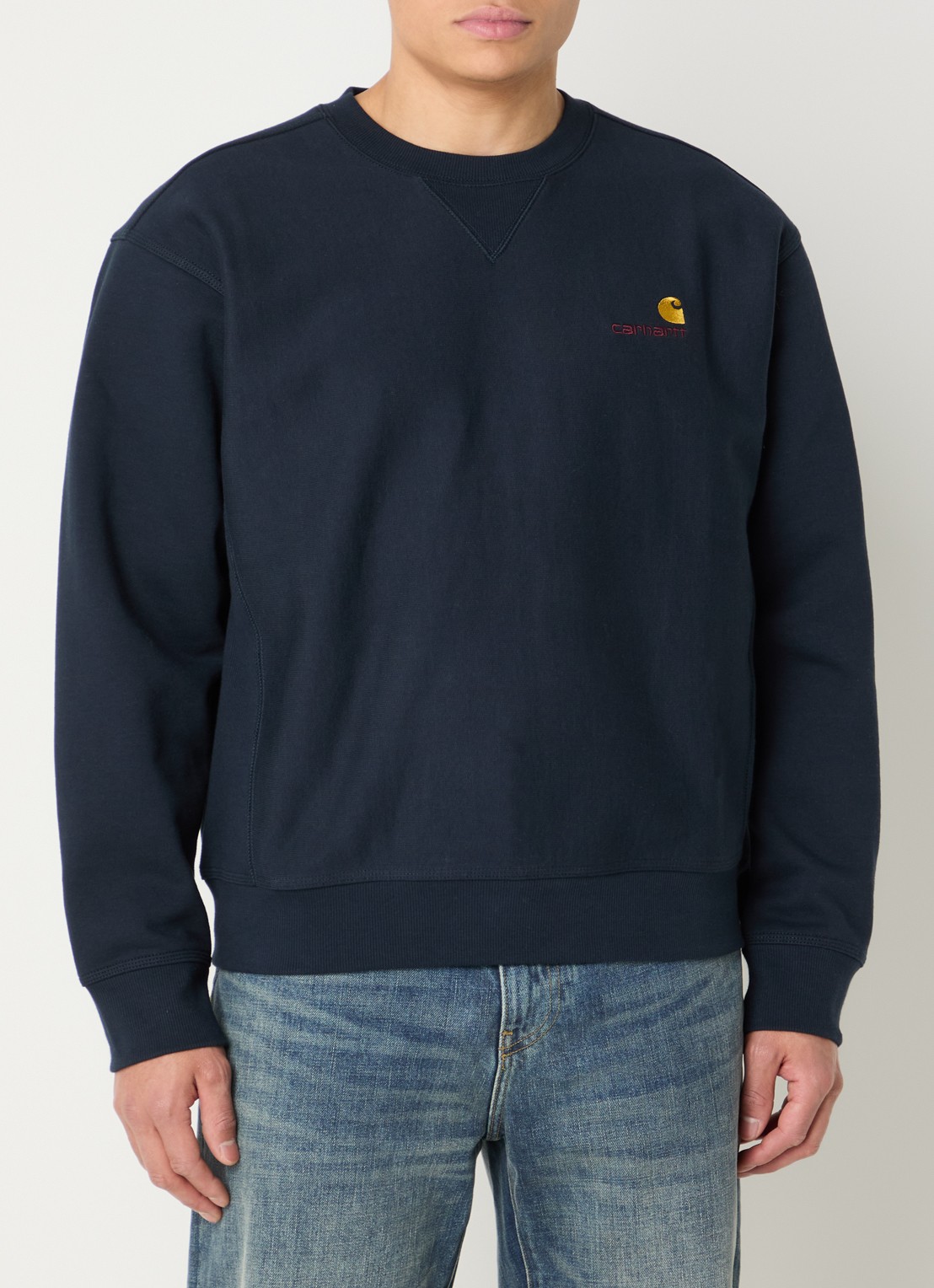 Carhartt WIP American sweater met logoborduring - detail 4 donkerblauw