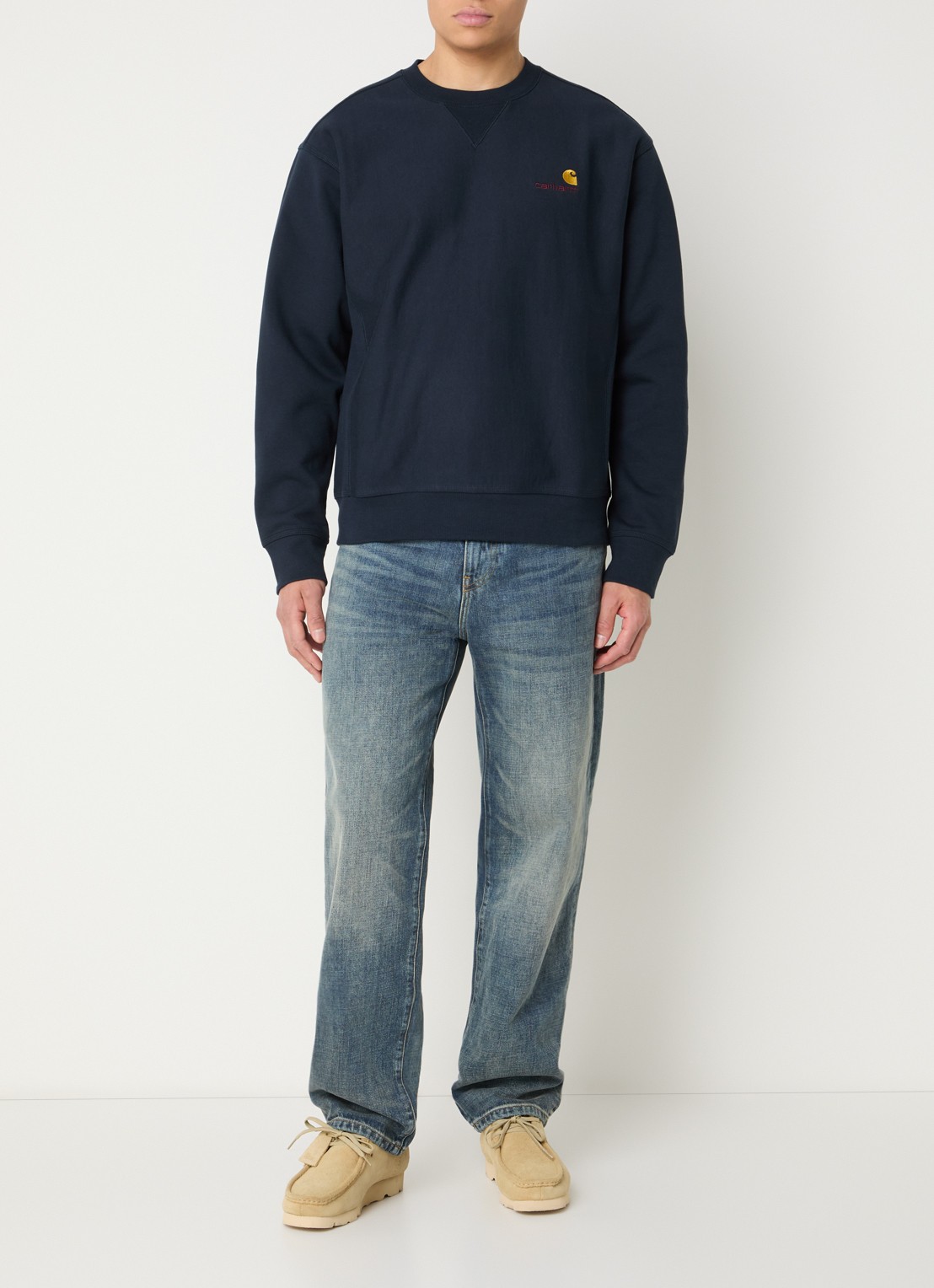 Carhartt WIP American sweater met logoborduring - voorkant 3 donkerblauw