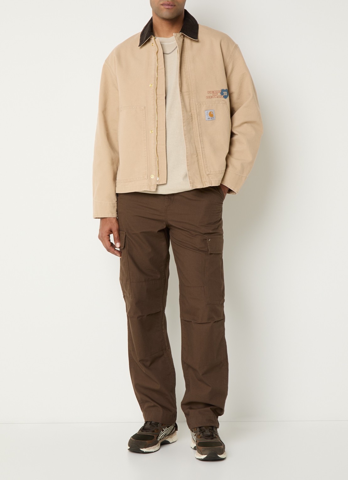 Carhartt WIP Arcan jack met front- en backprint - voorkant 2 beige