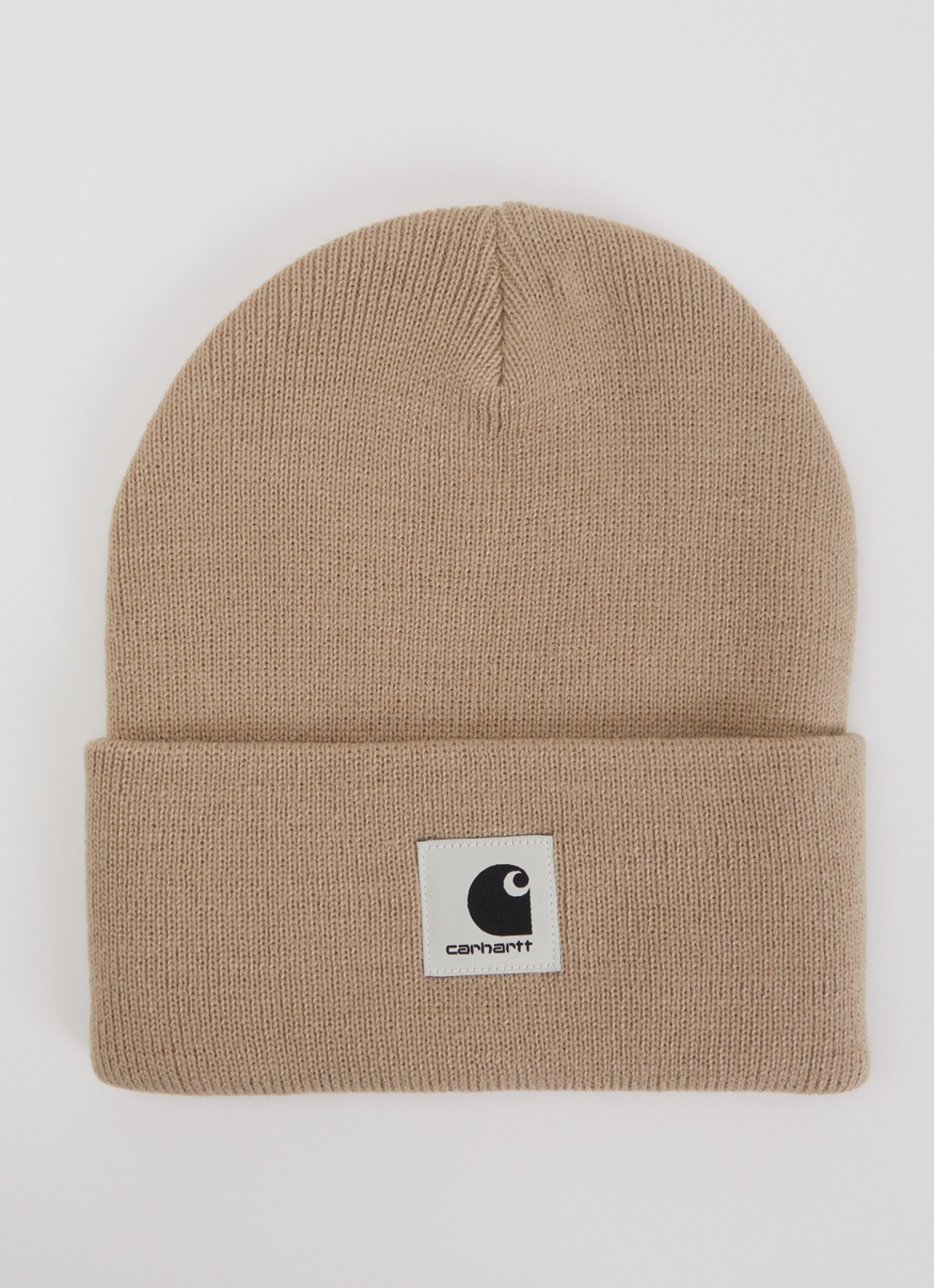 Carhartt WIP Ashley fijngebreide muts met logo - voorkant donkerbeige