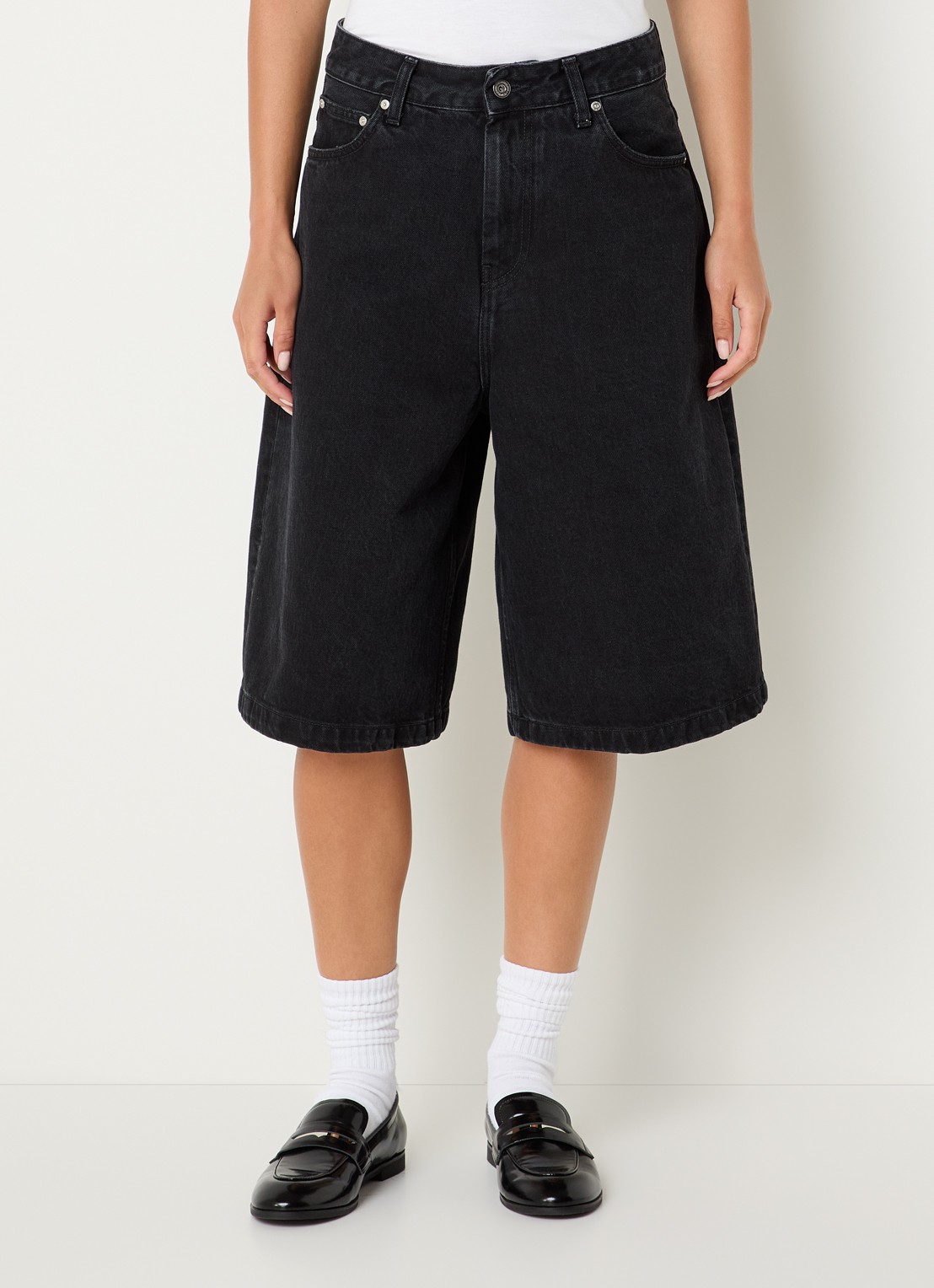 Carhartt WIP Bellmont mid waist loose fit korte broek met gespdetail - detail 4 zwart