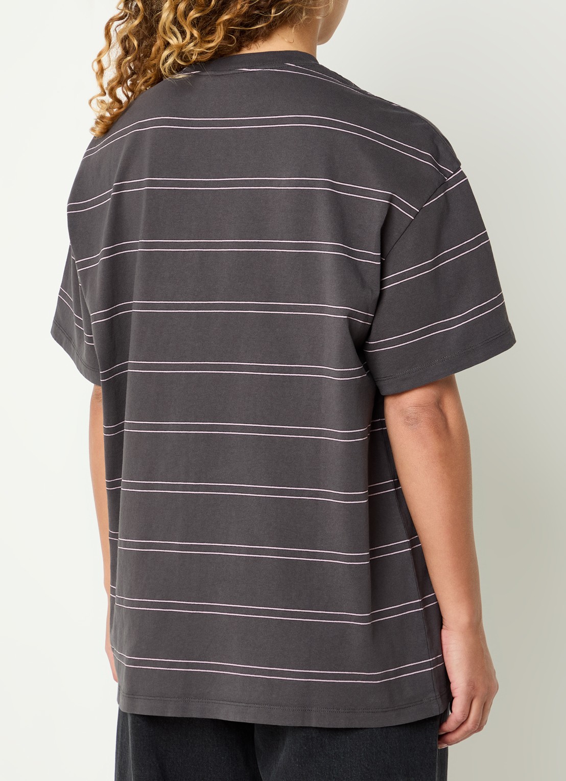 Carhartt WIP Bert T-shirt met streepprint - achterkant 3 antraciet