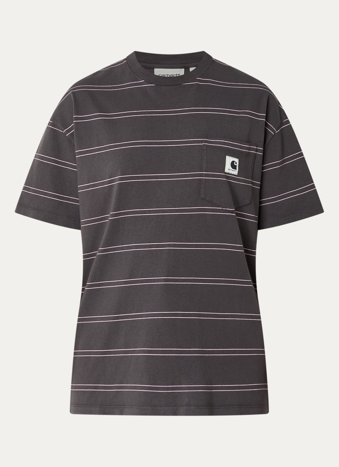 Carhartt WIP Bert T-shirt met streepprint - voorkant antraciet