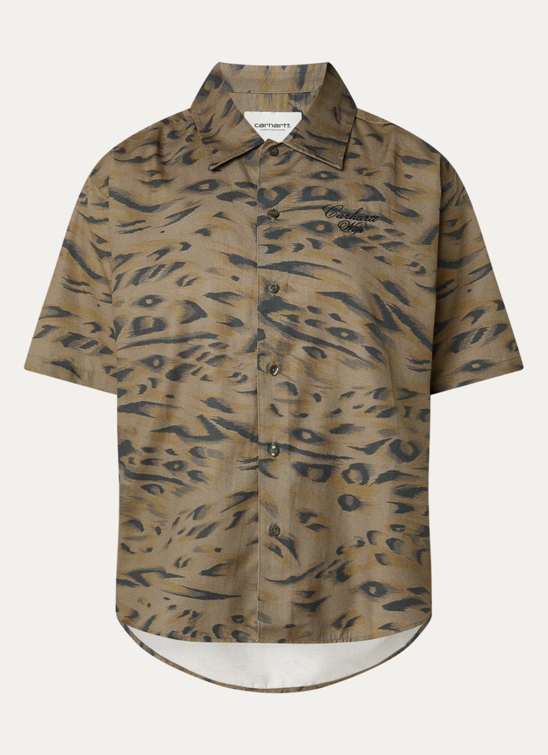 Carhartt WIP Blouse met print en logoborduring - voorkant olijfgroen