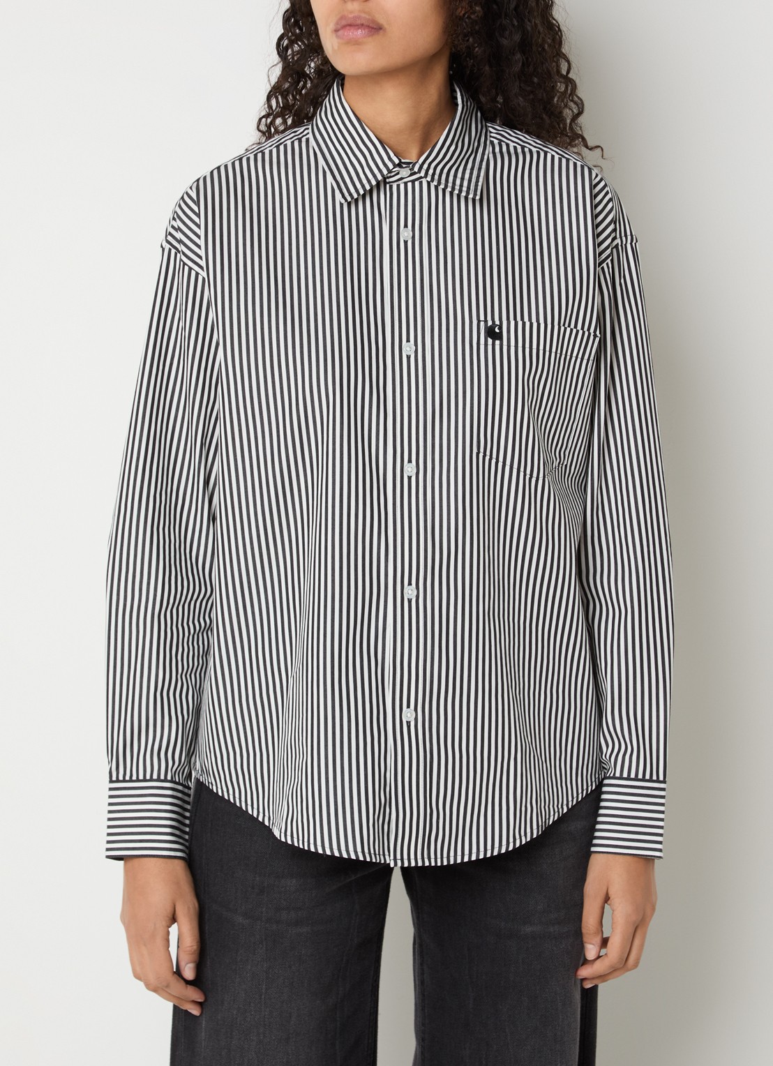 Carhartt WIP Blouse met streepprint - detail zwart