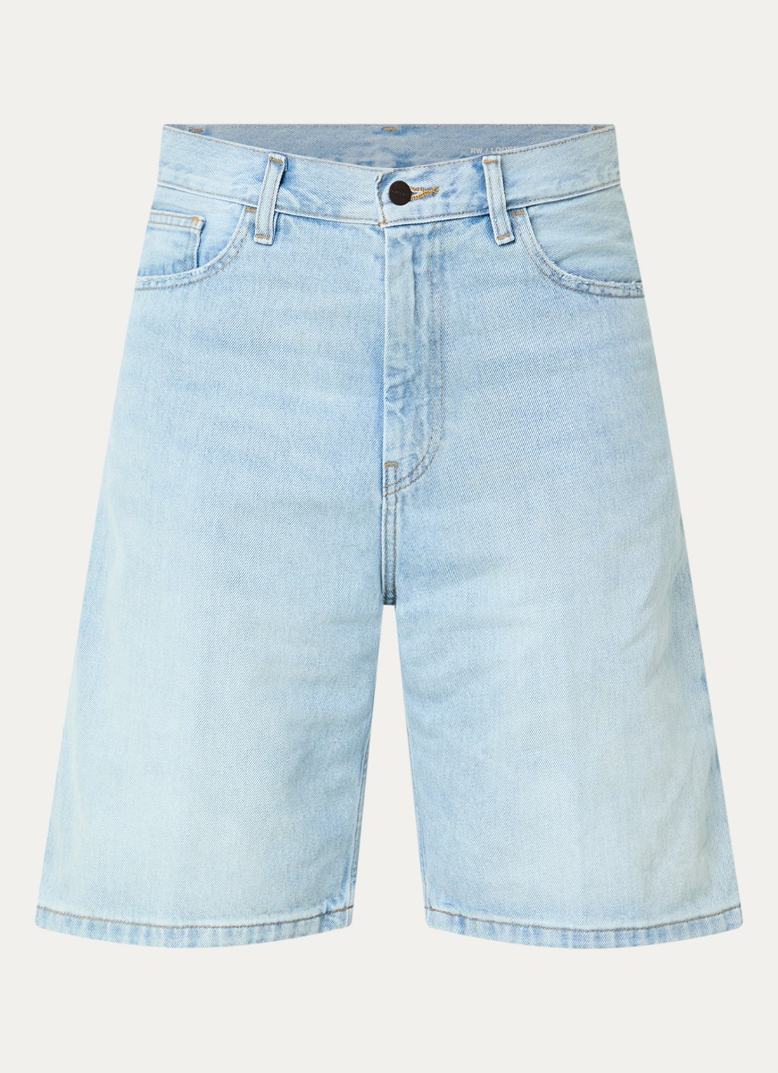 Carhartt WIP Brandon high waist straight fit korte broek van denim - voorkant lichtblauw
