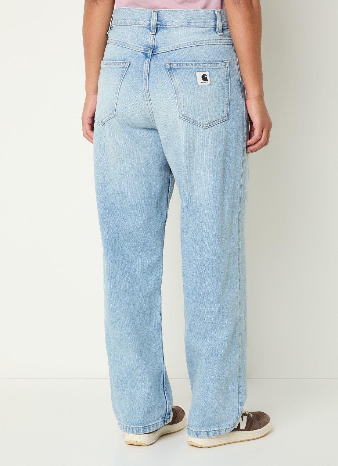 Carhartt WIP Brandon high waist straight leg jeans met lichte wassing - achterkant 5 indigo