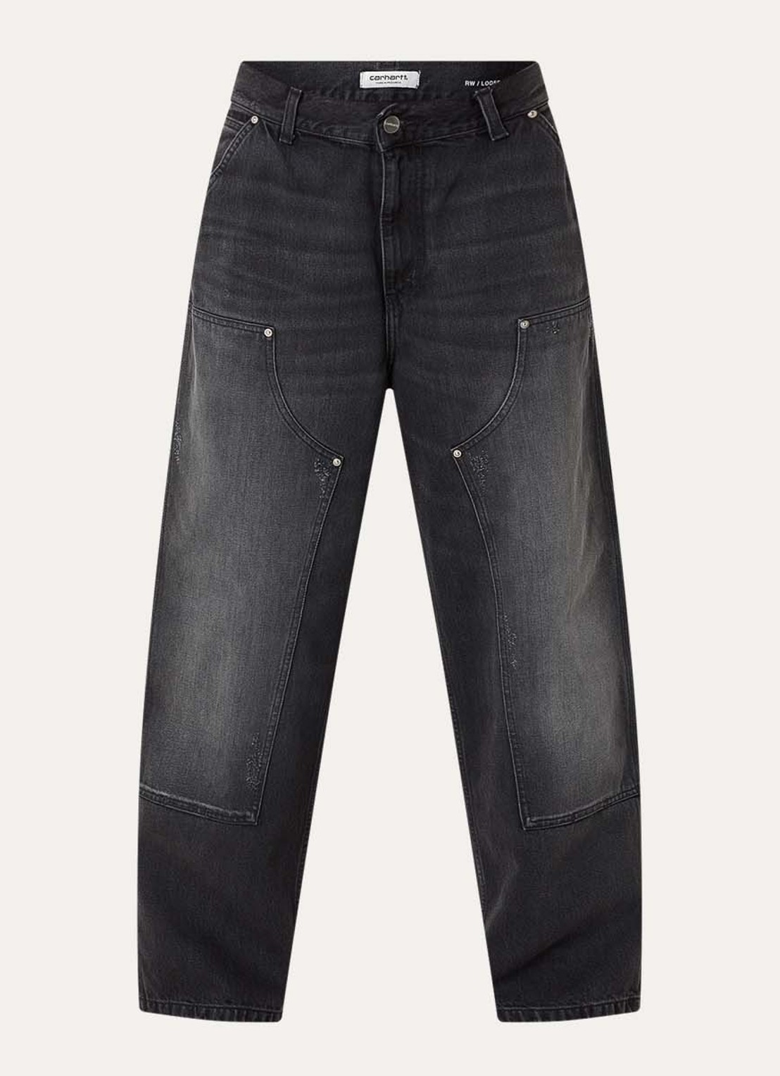 Carhartt WIP Brandon high waist wide leg jeans met donkere wassing - voorkant zwart