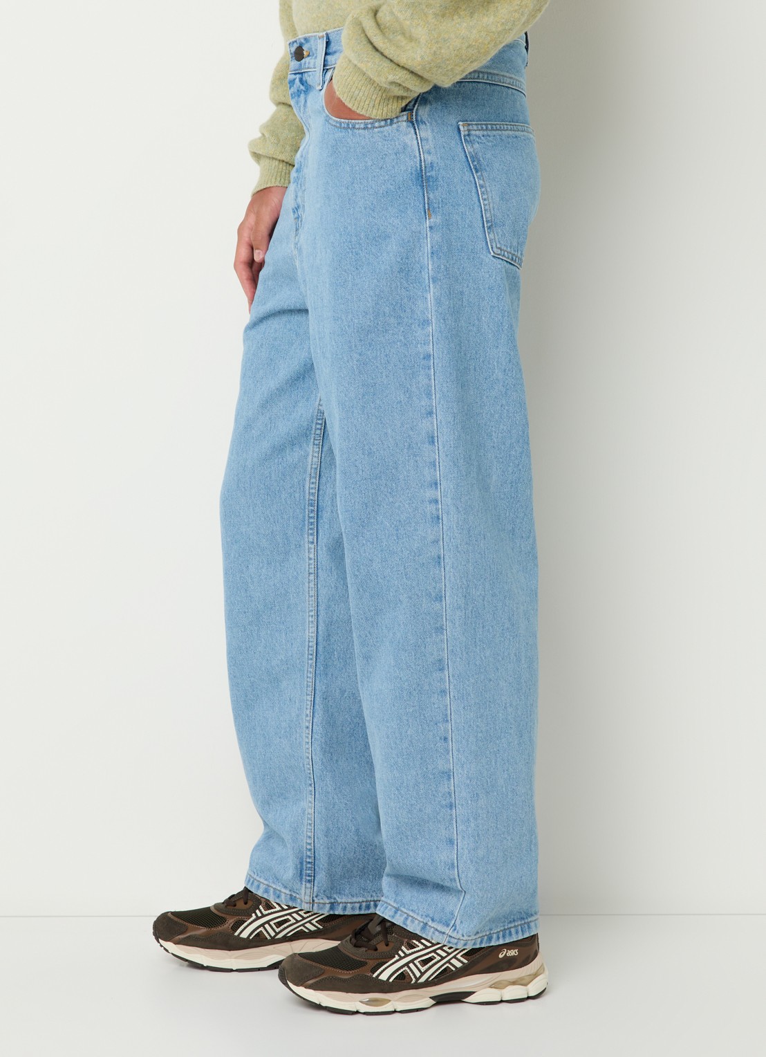 Carhartt WIP Brandon high waist wide leg jeans met steekzakken - detail 5 lichtblauw