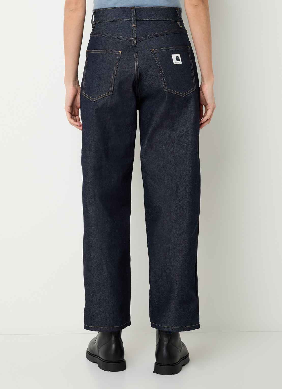 Carhartt WIP Brandon high waist wide leg jeans met steekzakken - achterkant 5 donkerblauw