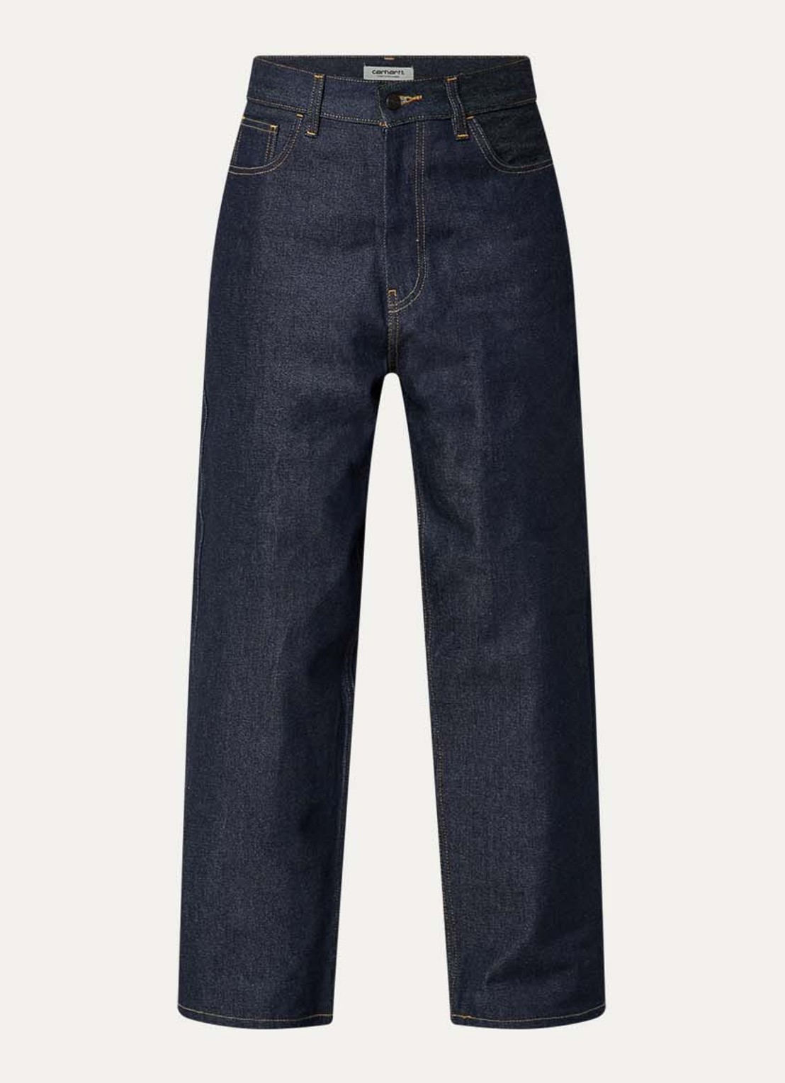 Carhartt WIP Brandon high waist wide leg jeans met steekzakken - voorkant donkerblauw