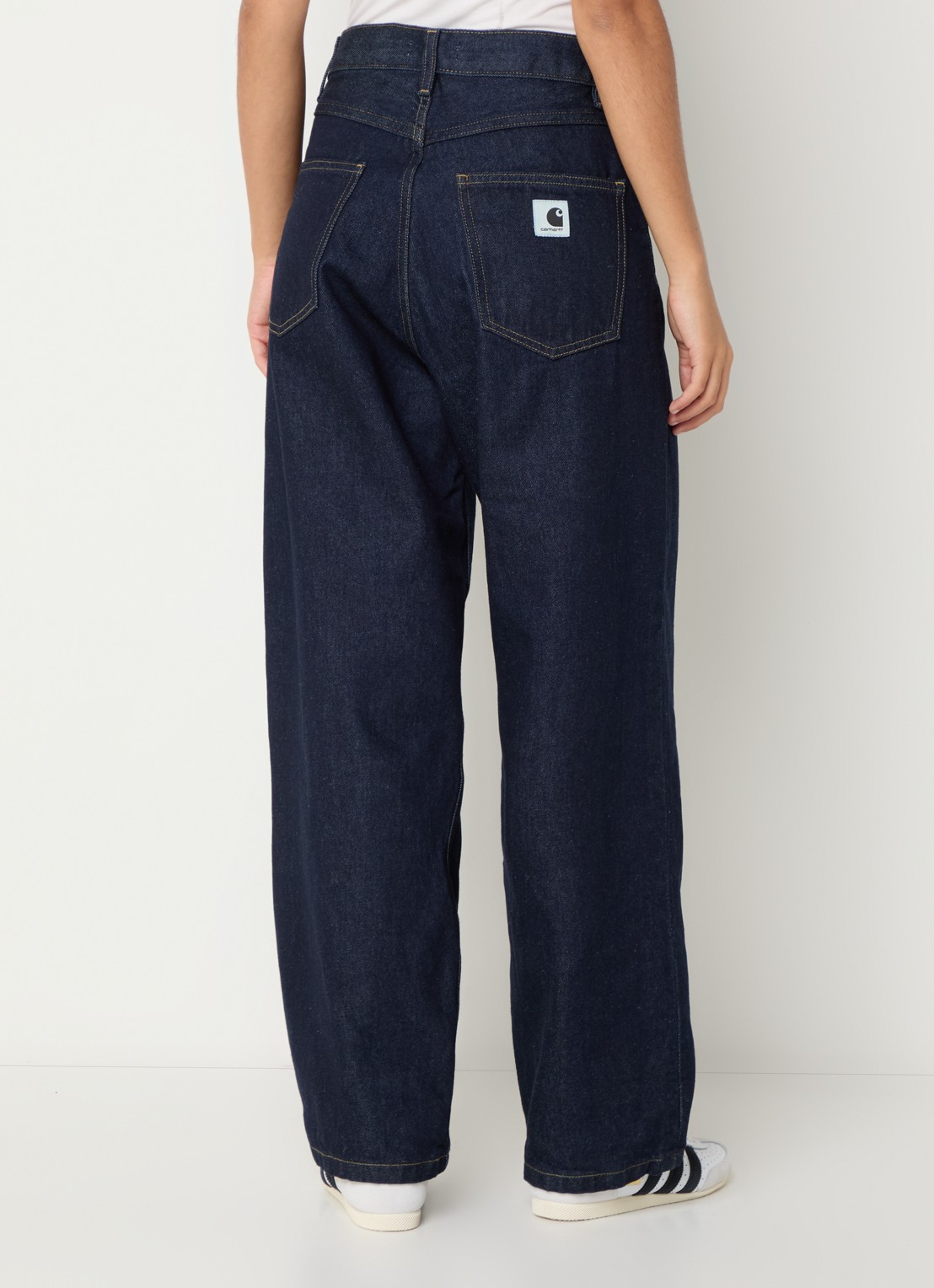 Carhartt WIP Brandon high waist wide leg jeans met steekzakken - achterkant 5 indigo
