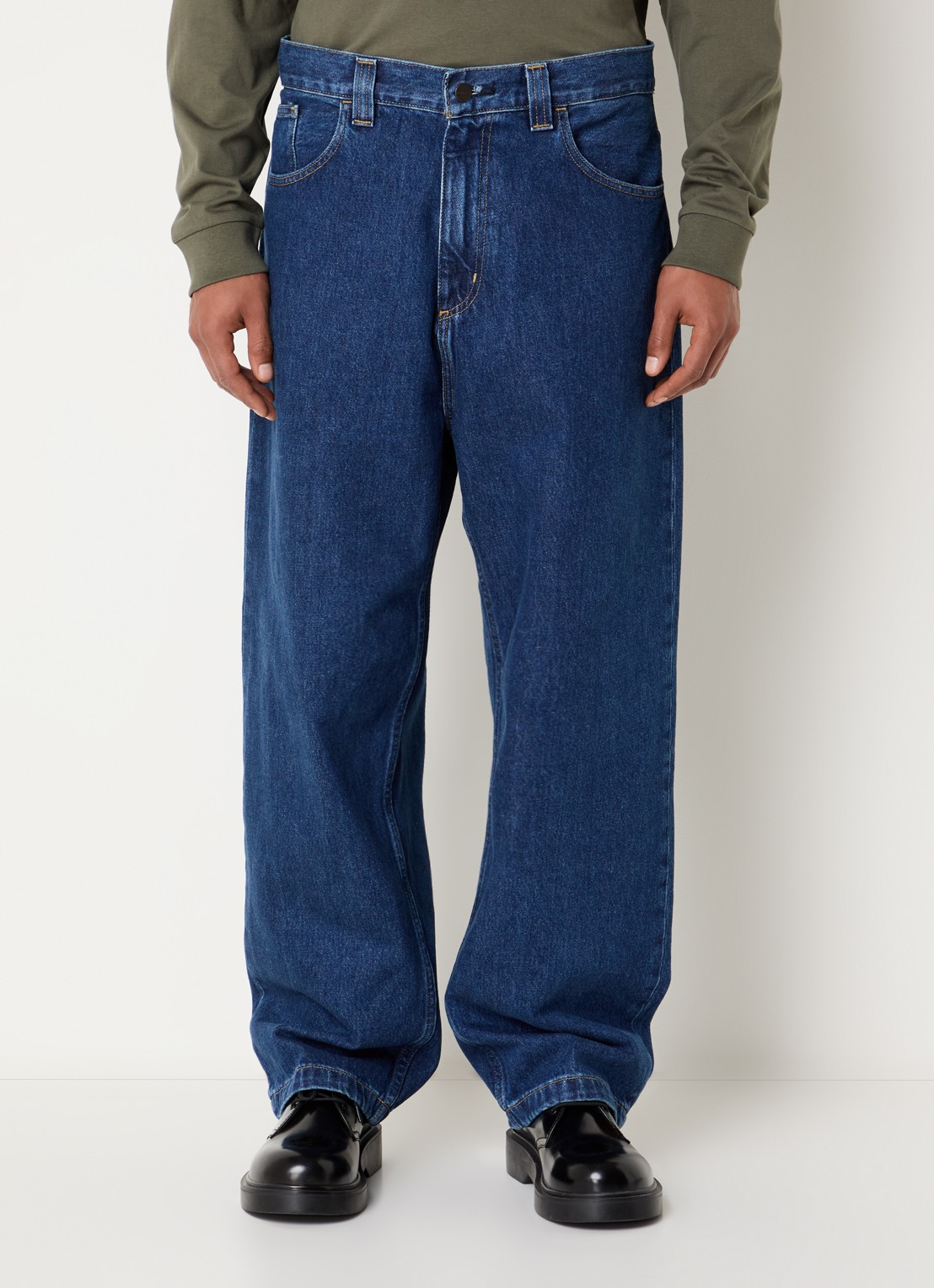 Carhartt WIP Brandon straight fit jeans met donkere wassing - detail 2 indigo