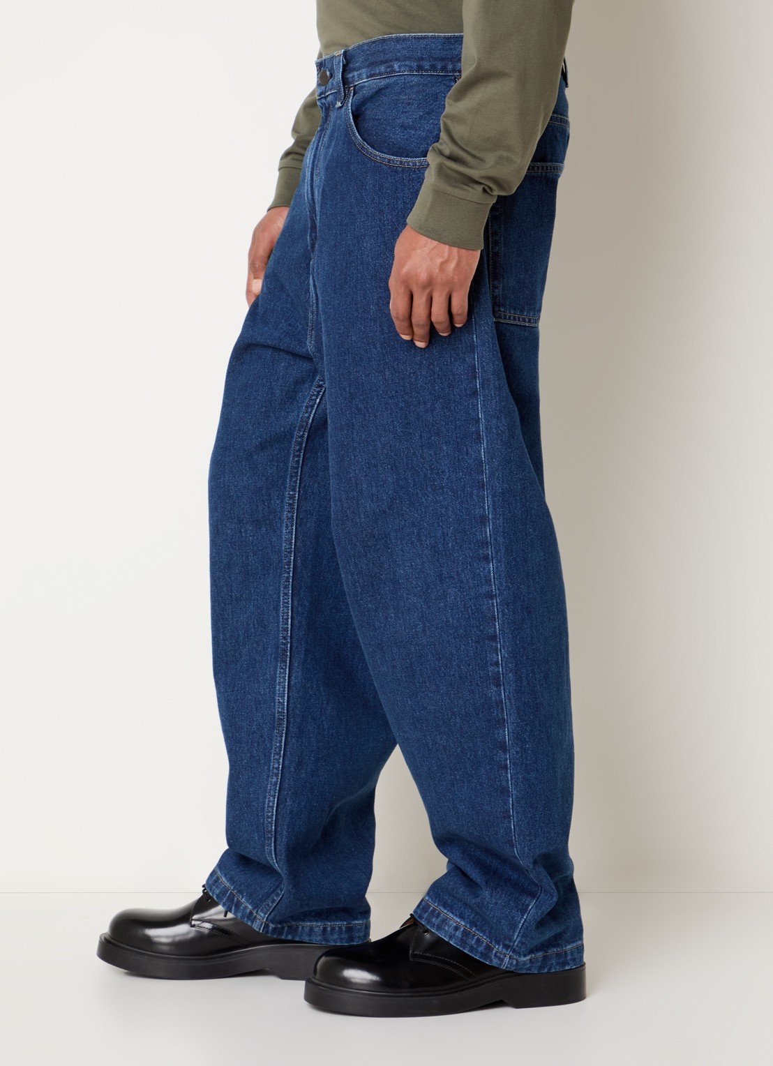 Carhartt WIP Brandon straight fit jeans met donkere wassing - detail 3 indigo
