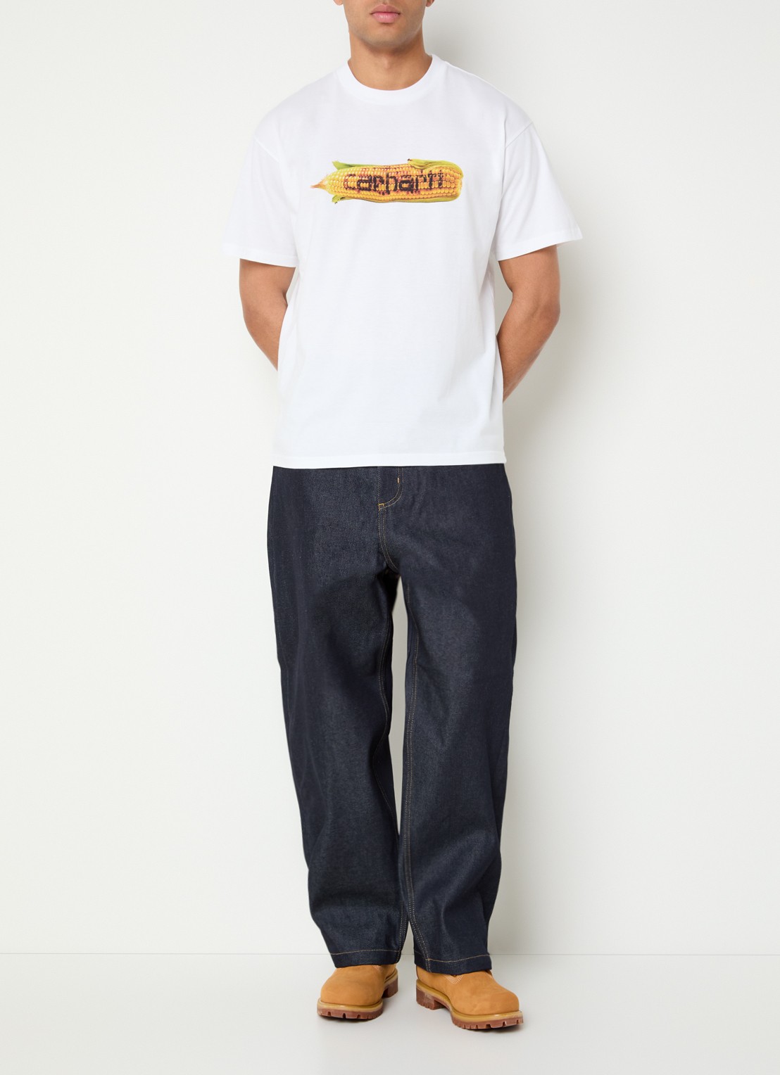 Carhartt WIP Brandon tapered fit jeans met donkere wassing - voorkant 5 indigo