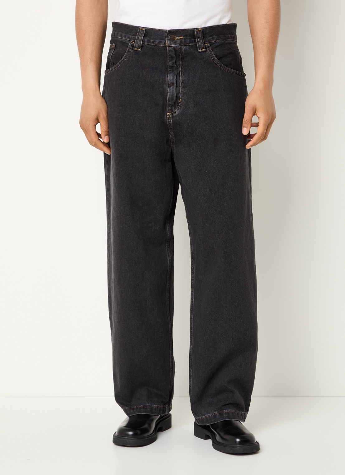 Carhartt WIP Brandon wide leg jeans met steekzakken - detail 2 zwart