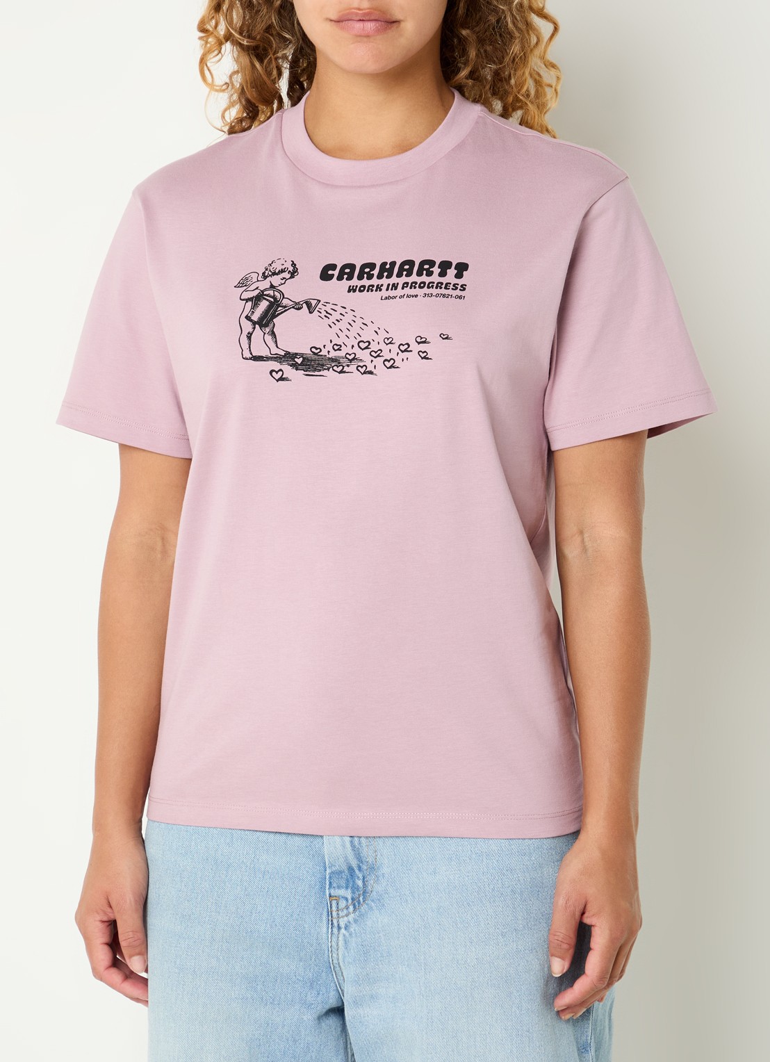 Carhartt WIP Bumper Sticker T-shirt met print - detail 3 oudroze
