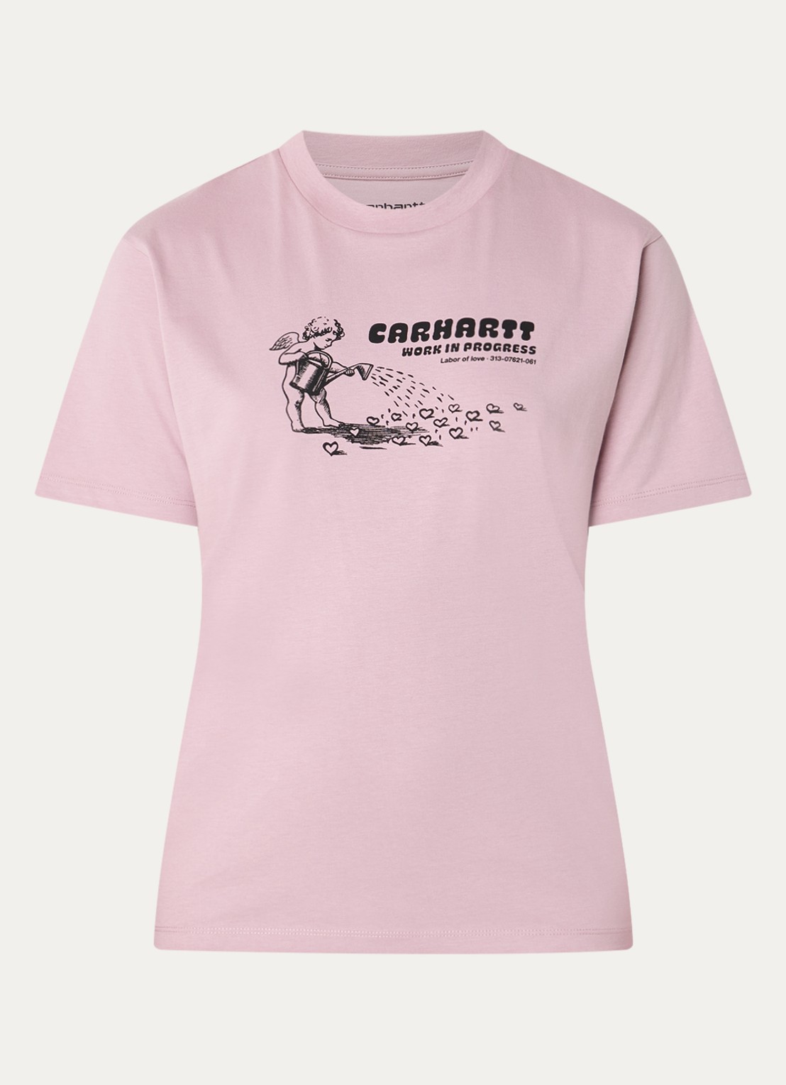 Carhartt WIP Bumper Sticker T-shirt met print - voorkant oudroze