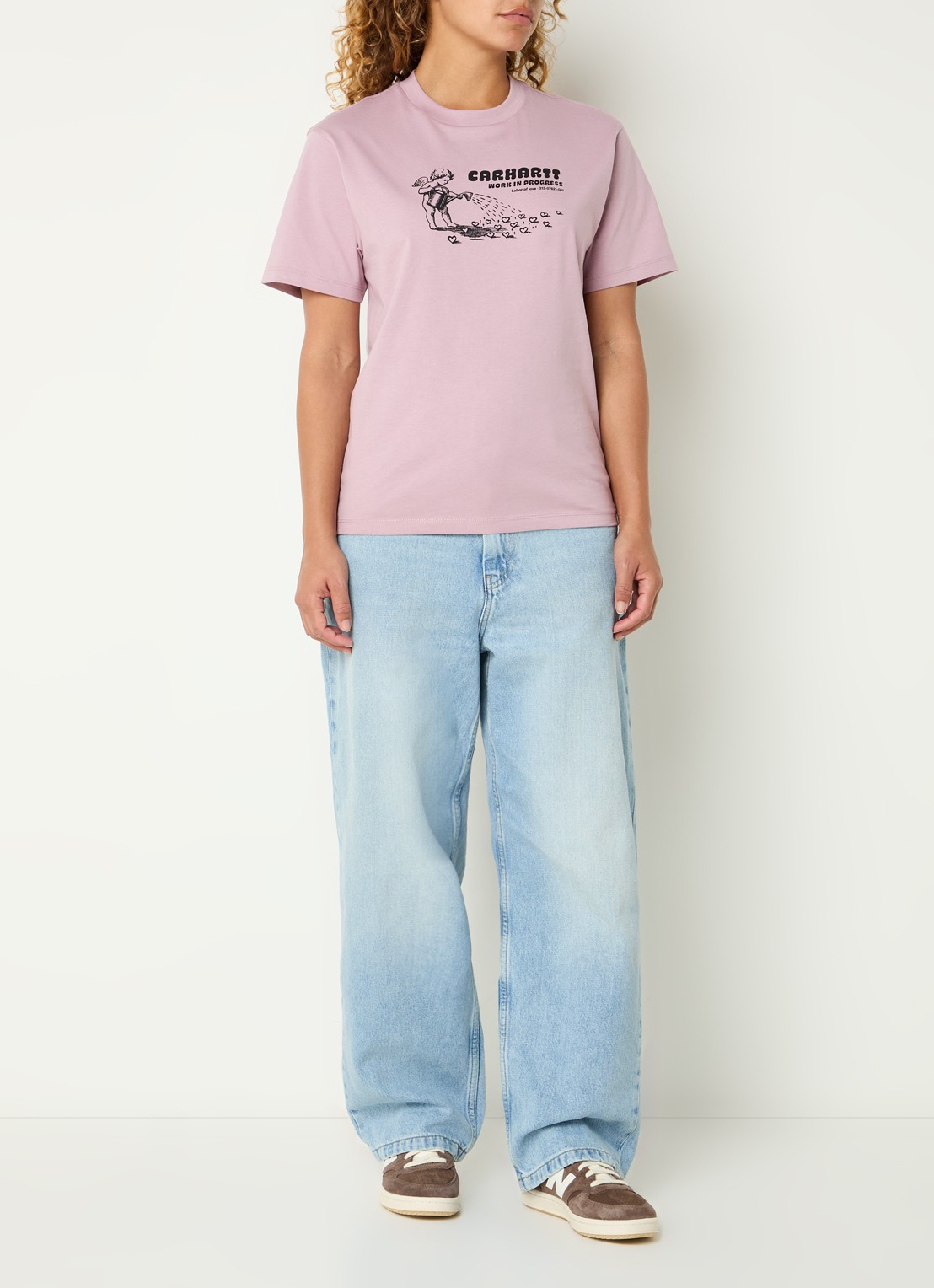 Carhartt WIP Bumper Sticker T-shirt met print - voorkant 2 oudroze
