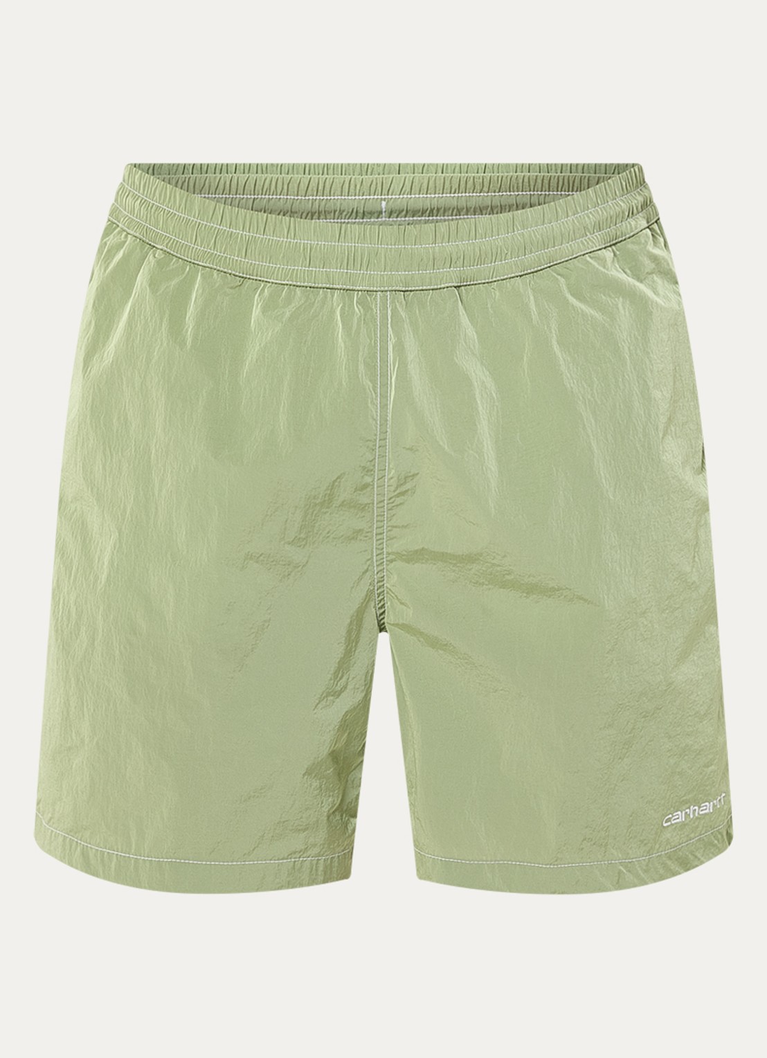 Carhartt WIP Canby zwemshorts met steekzakken en logo - voorkant 2 lichtgroen