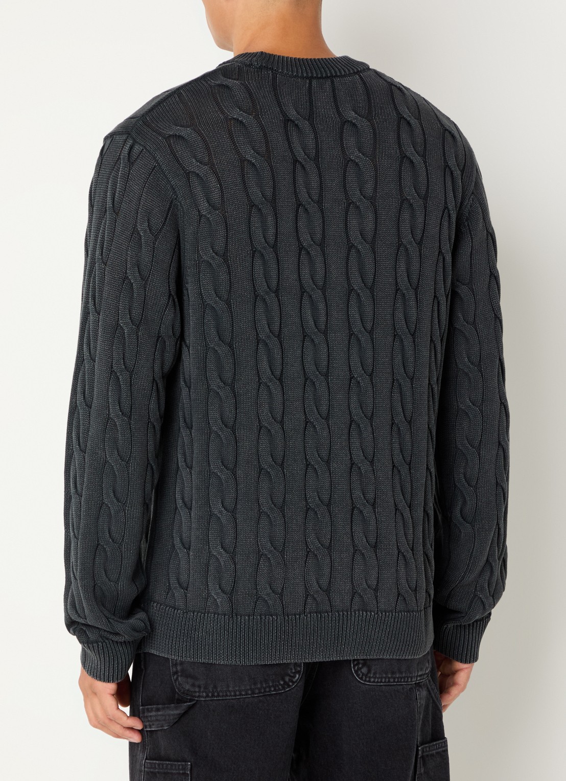 Carhartt WIP Carter kabelgebreide trui - achterkant 2 donkergrijs
