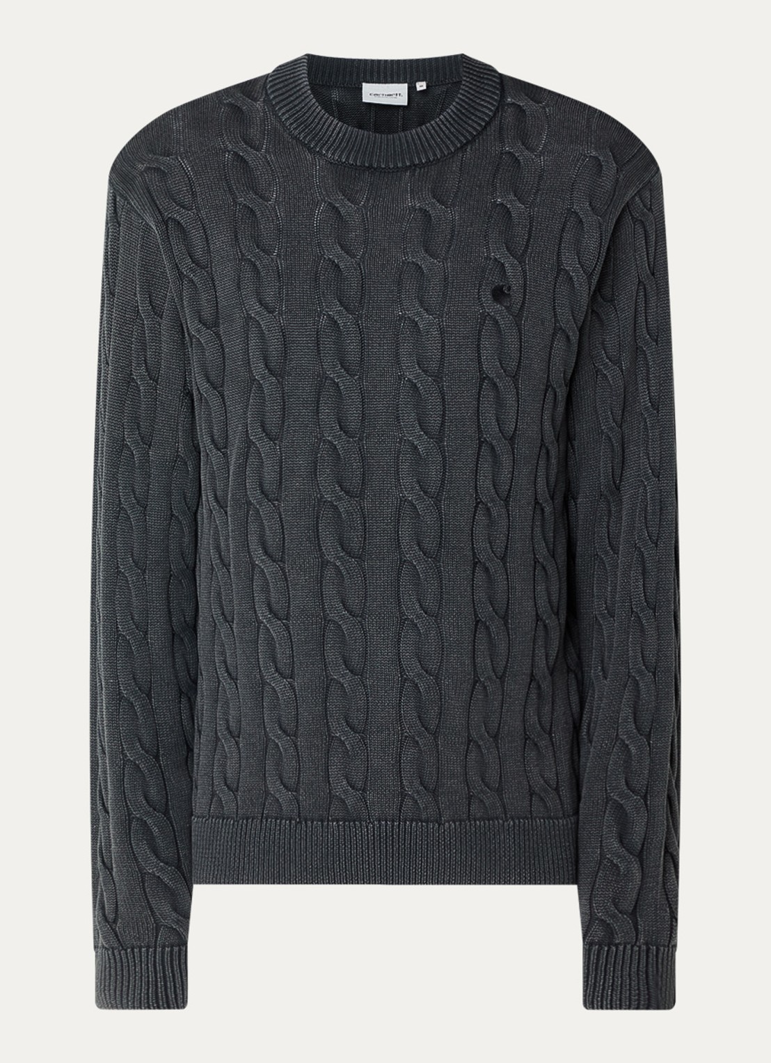 Carhartt WIP Carter kabelgebreide trui - voorkant 3 donkergrijs