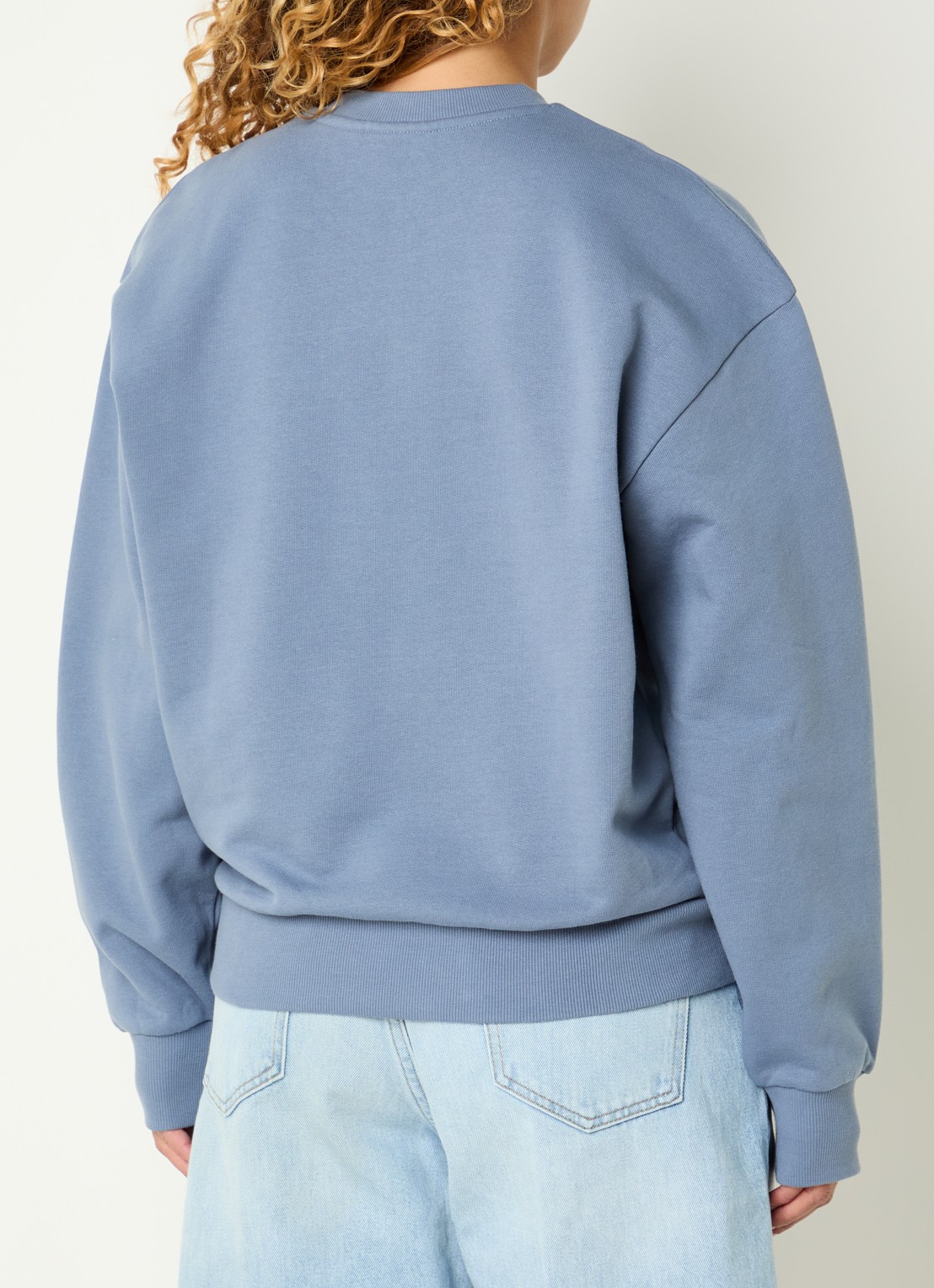 Carhartt WIP Casey sweater met logoborduring - achterkant staalblauw