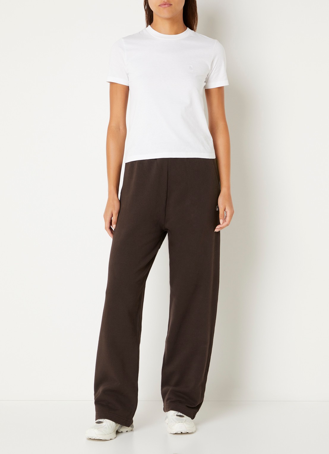 Carhartt WIP Cassie high waist straight fit joggingbroek met steekzakken - voorkant 2 kastanjebruin