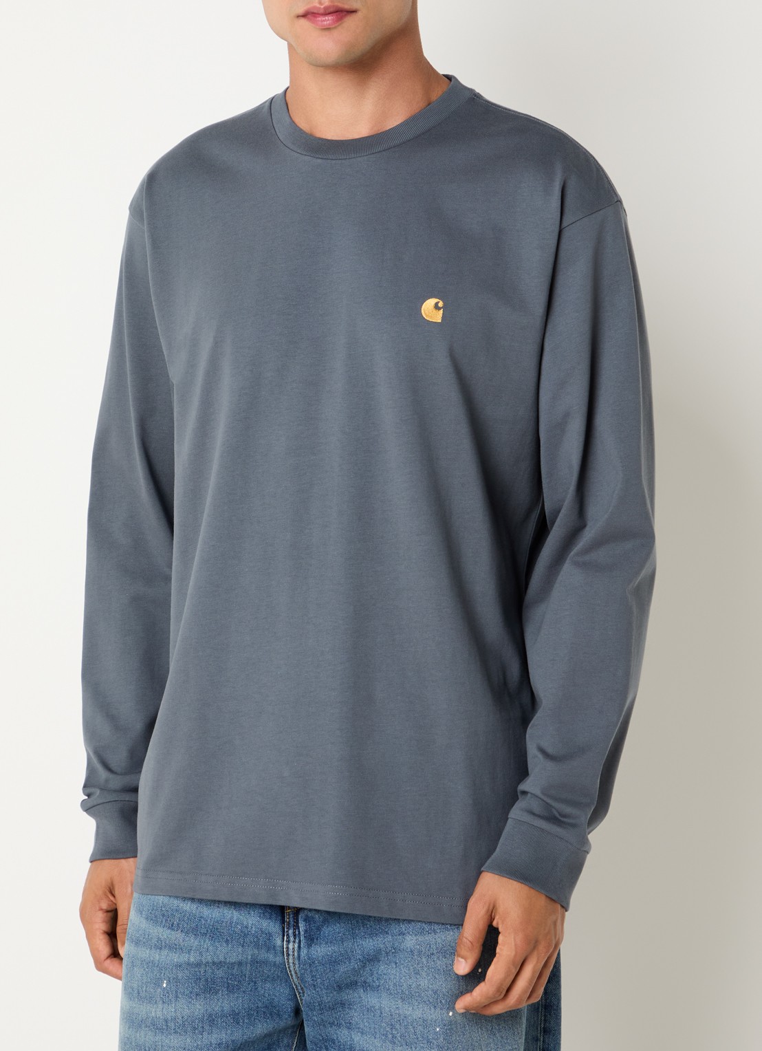 Carhartt WIP Chase longsleeve met logoborduring - detail beige