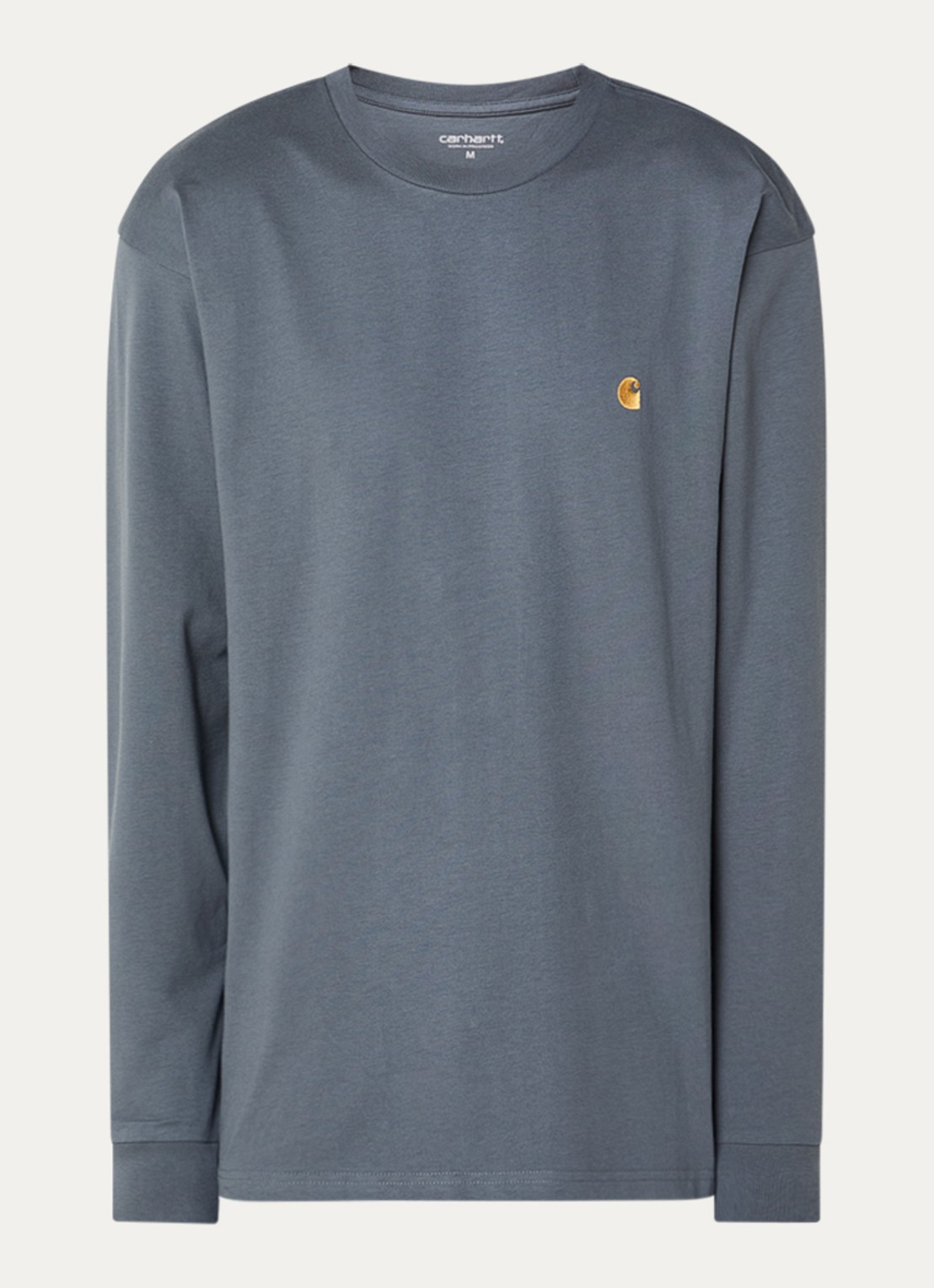 Carhartt WIP Chase longsleeve met logoborduring - voorkant 2 beige
