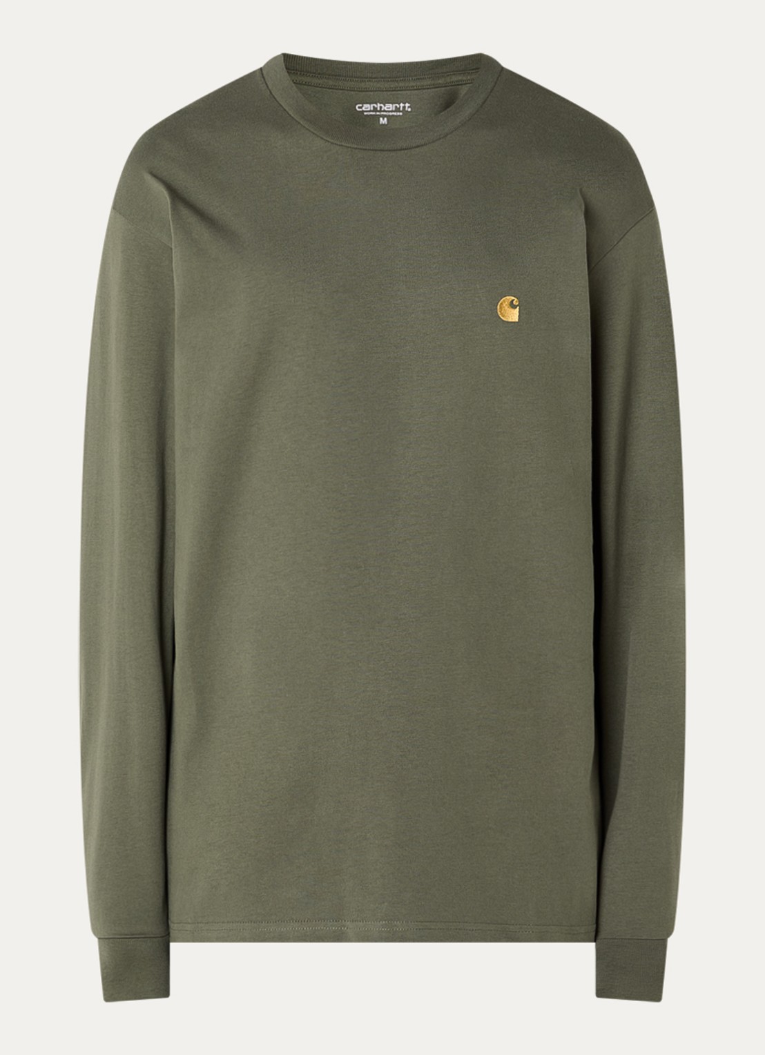 Carhartt WIP Chase longsleeve met logoborduring - voorkant 2 groen
