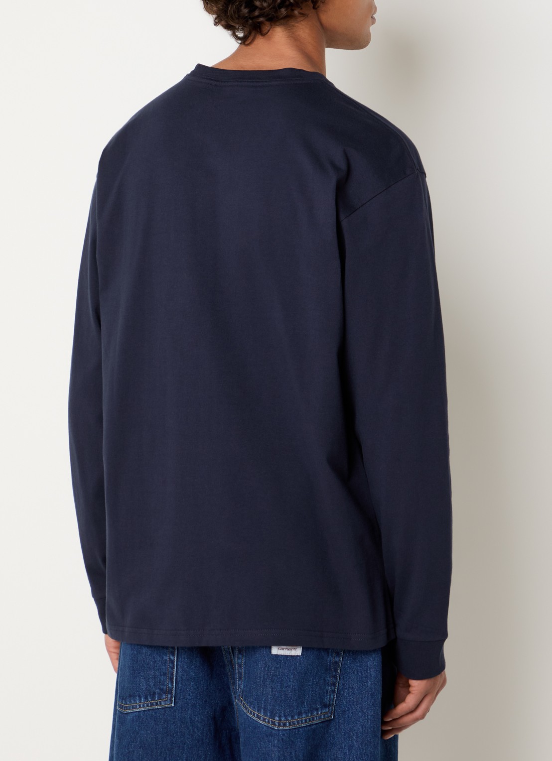 Carhartt WIP Chase longsleeve met logoborduring - achterkant donkerblauw