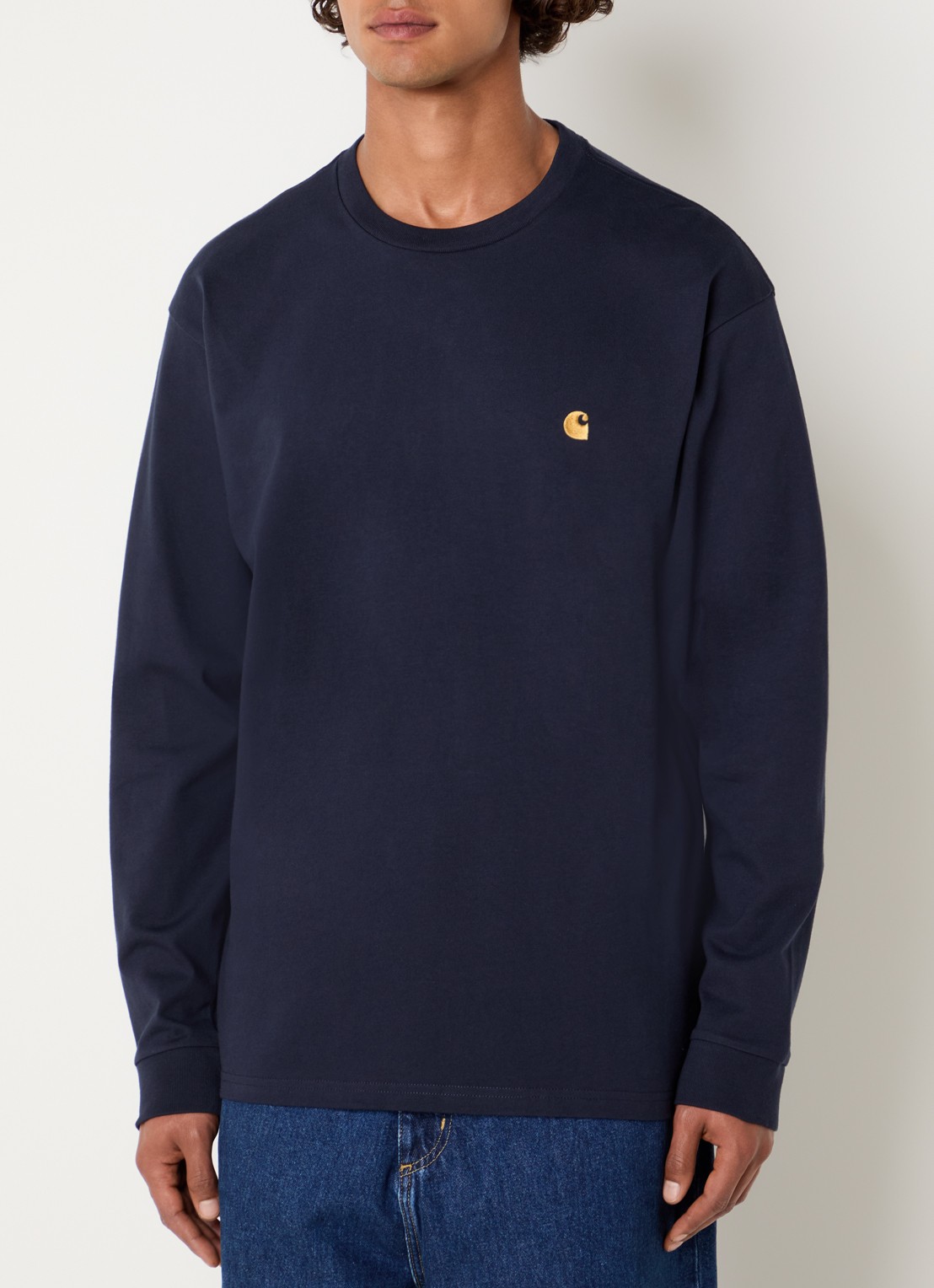 Carhartt WIP Chase longsleeve met logoborduring - detail 2 donkerblauw